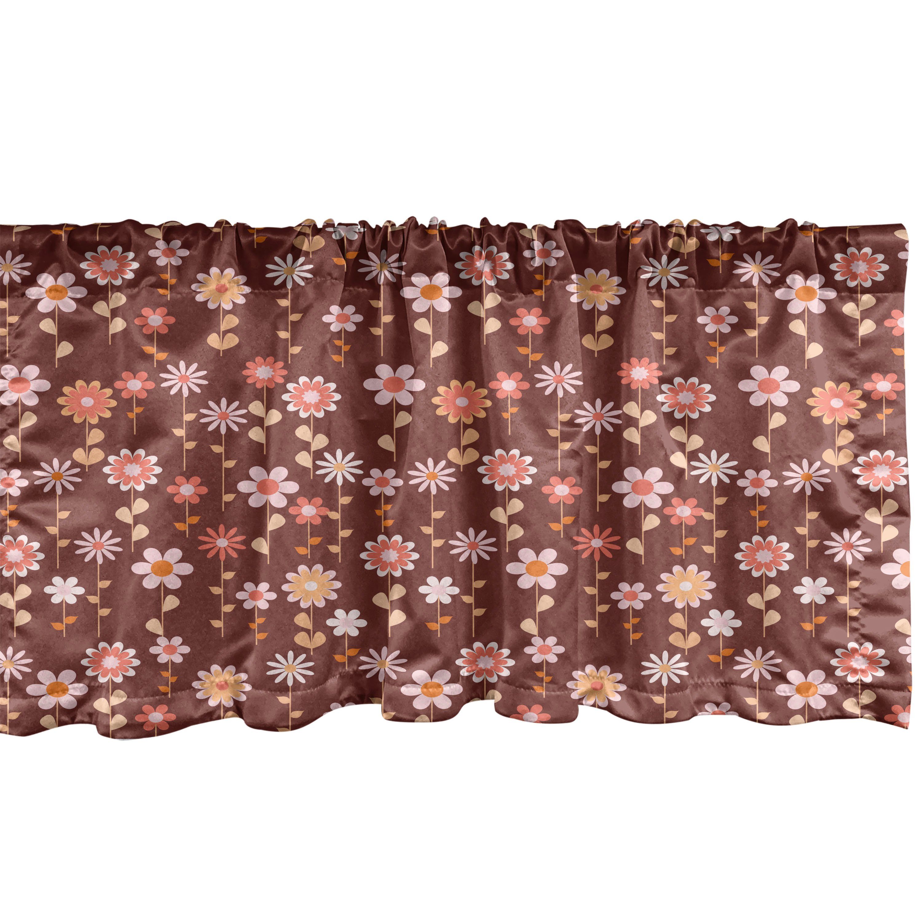 Scheibengardine Vorhang Volant für Küche Schlafzimmer Dekor mit Stangentasche, Abakuhaus, Microfaser, Natur-Kunst Pinkish Verschiedene Blüten