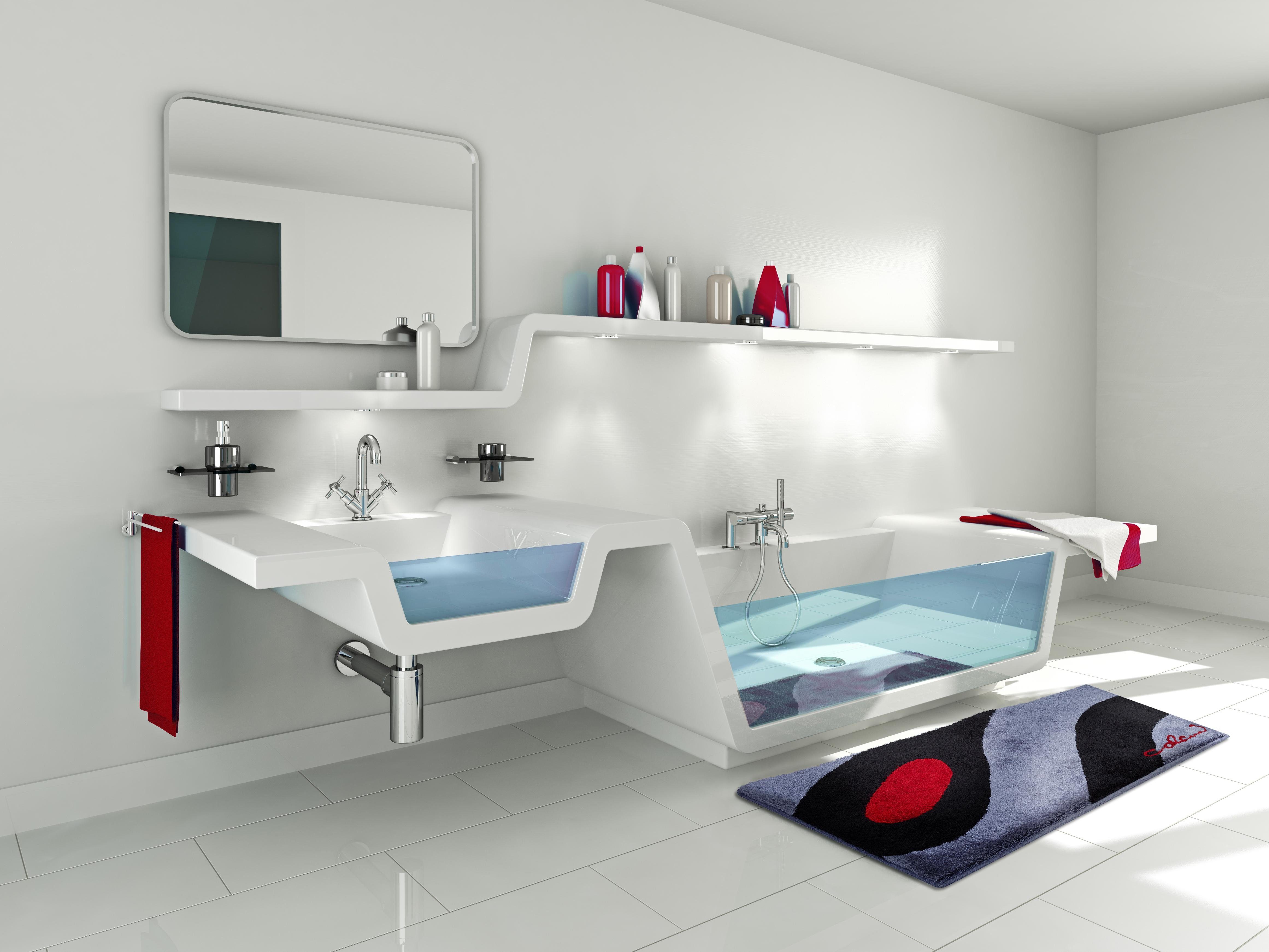 Colani Badematte Colani 35, Höhe 24 mm, rutschhemmend beschichtet, fußbodenheizungsgeeignet, Kunstfaser, quadratisch