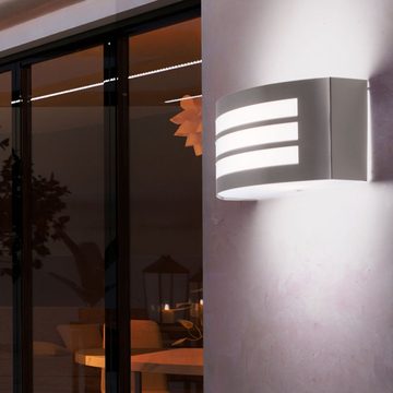 etc-shop Außen-Wandleuchte, Leuchtmittel inklusive, Warmweiß, Wandlampe Außenleuchte Haustürleuchte Edelstahl Fassadenleuchte LED