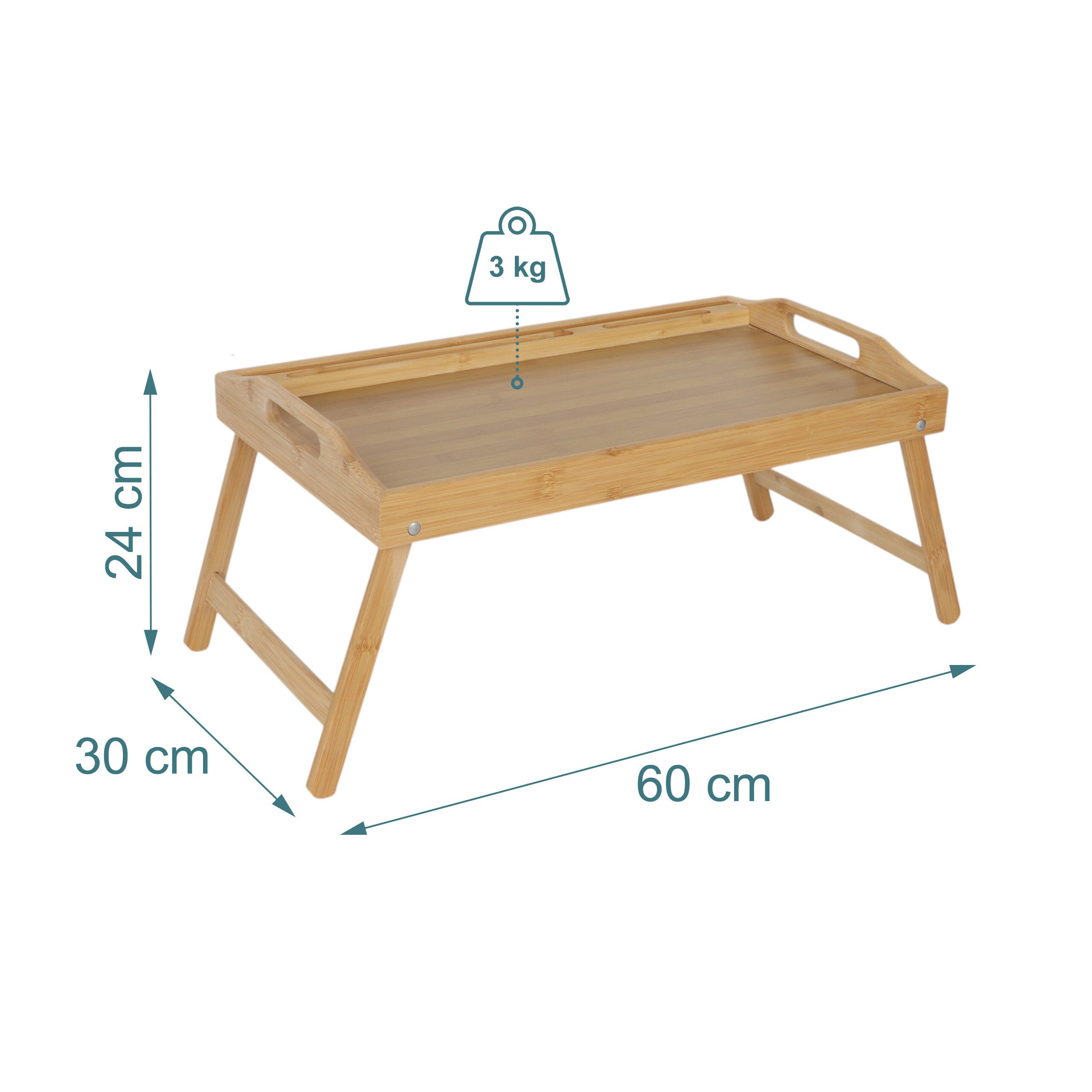 relaxdays Tablett Klappbares Betttablett aus Bambus, Bambus, (1-tlg), natur – Bild 4 von 5