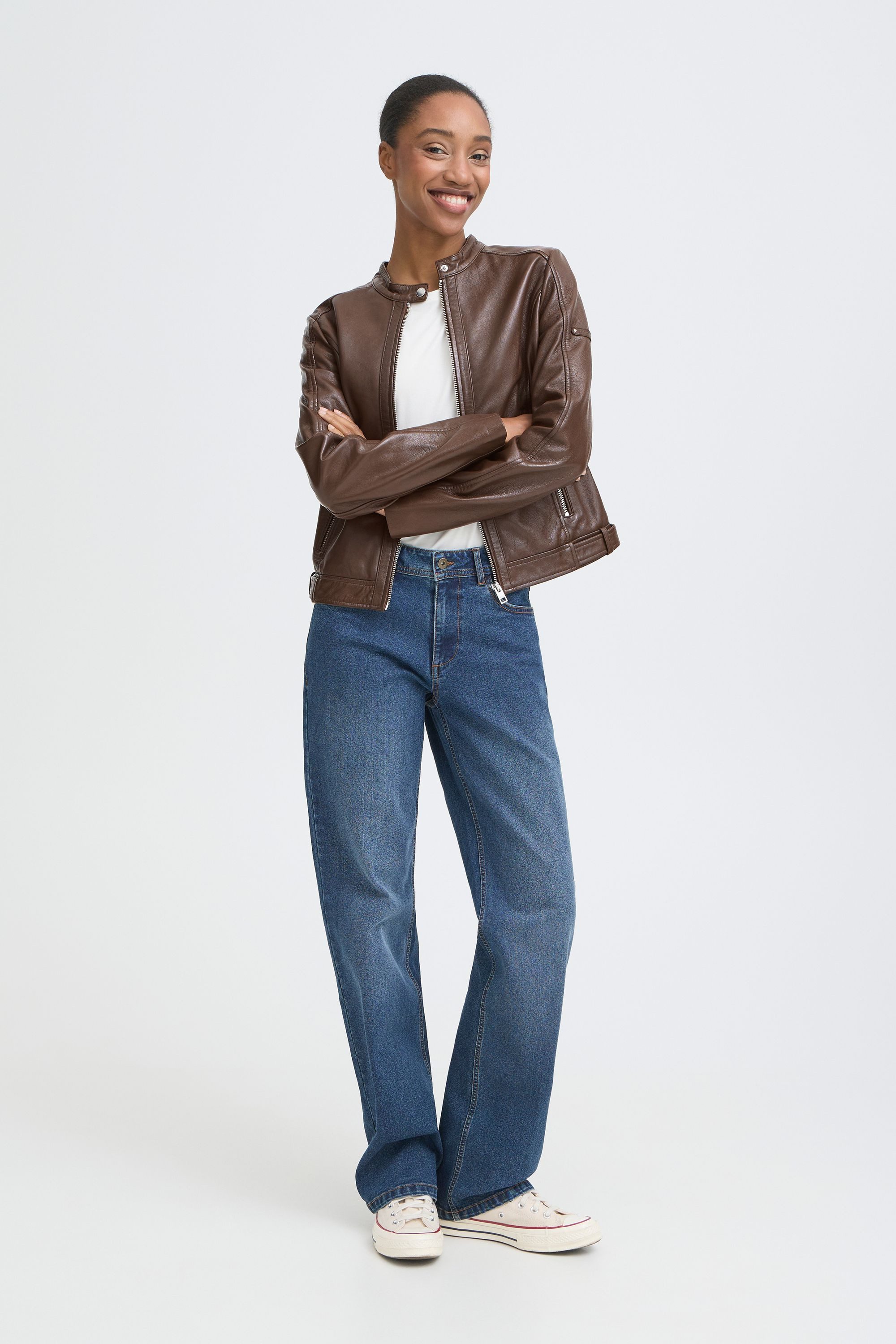OXMO Lederjacke OXDenise Modische Echtlederjacke