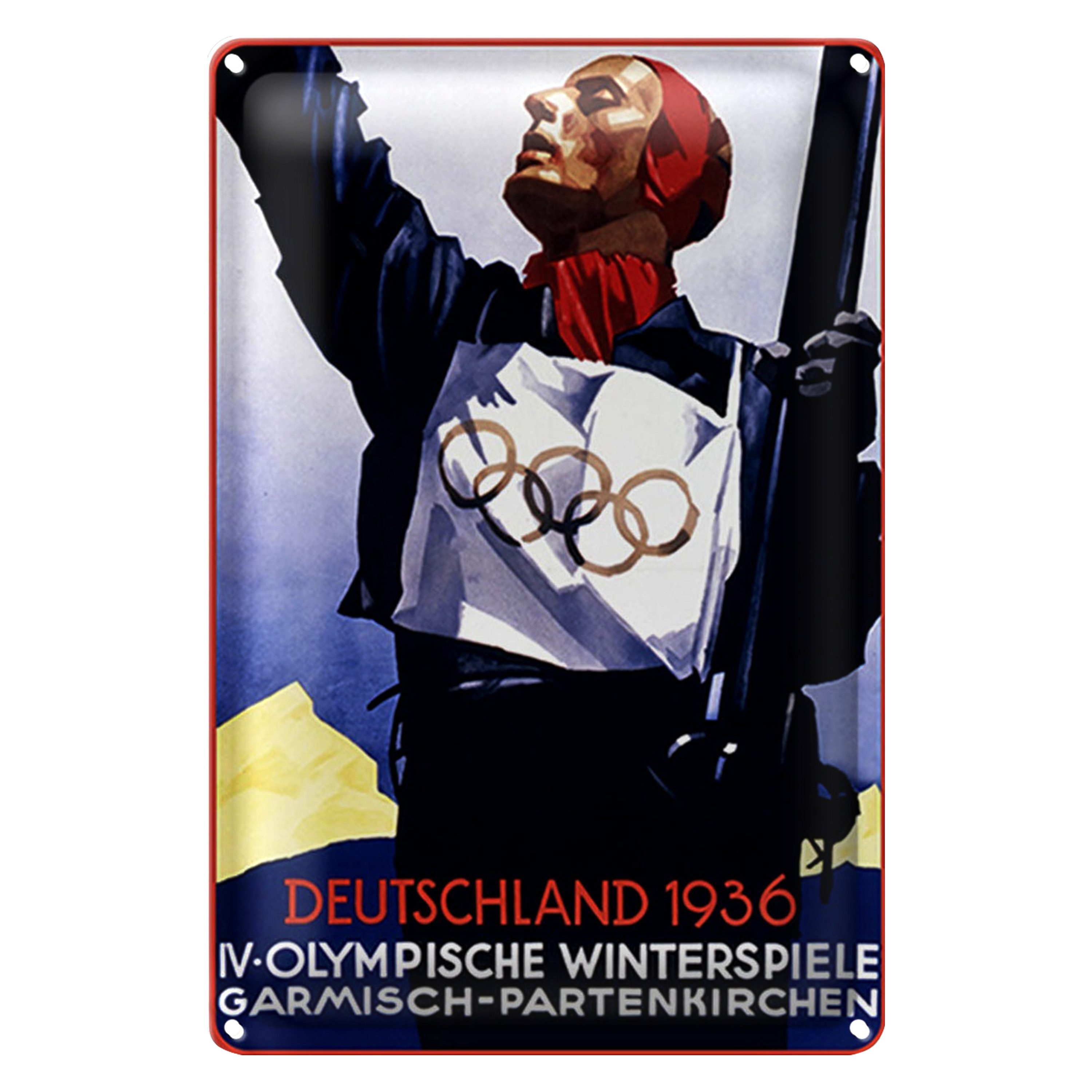 Roomando Metallschild Blechschild Spruch 20x30cm Olympische Winterspiele 1936