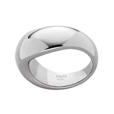 M&M Fingerring Ring Damen silber / gold breit (9 mm) Pure Volume (1-tlg), deutsche Qualität, inkl. edles Schmucketui