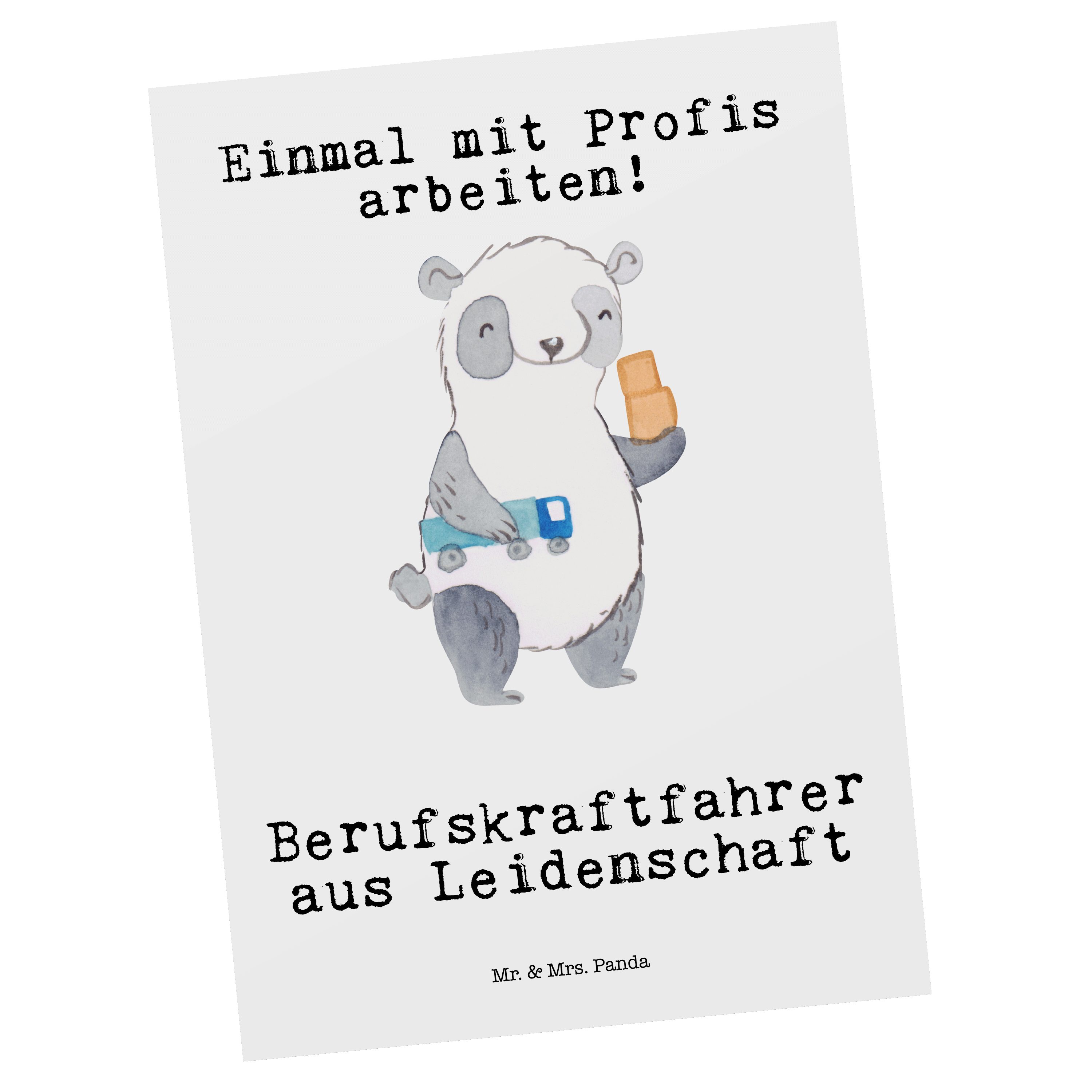 Mr. & Mrs. Panda Postkarte »Berufskraftfahrer aus Leidenschaft Weiß