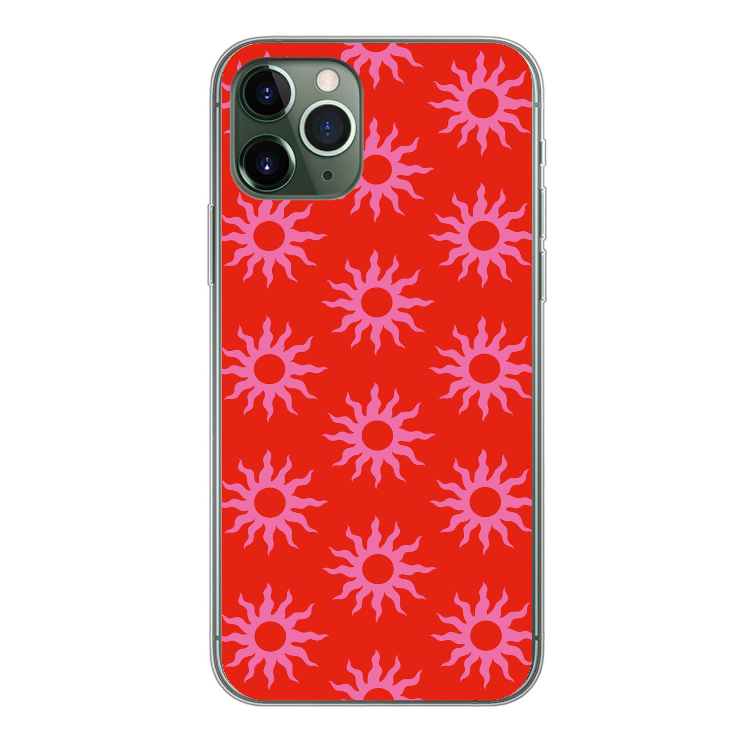 MuchoWow Handyhülle für Apple iPhone 11 Pro Sonnen - Rot - Rosa - Muster - Sommer, Smartphone-Bumper, Print, Handy Schutzhülle Dünn