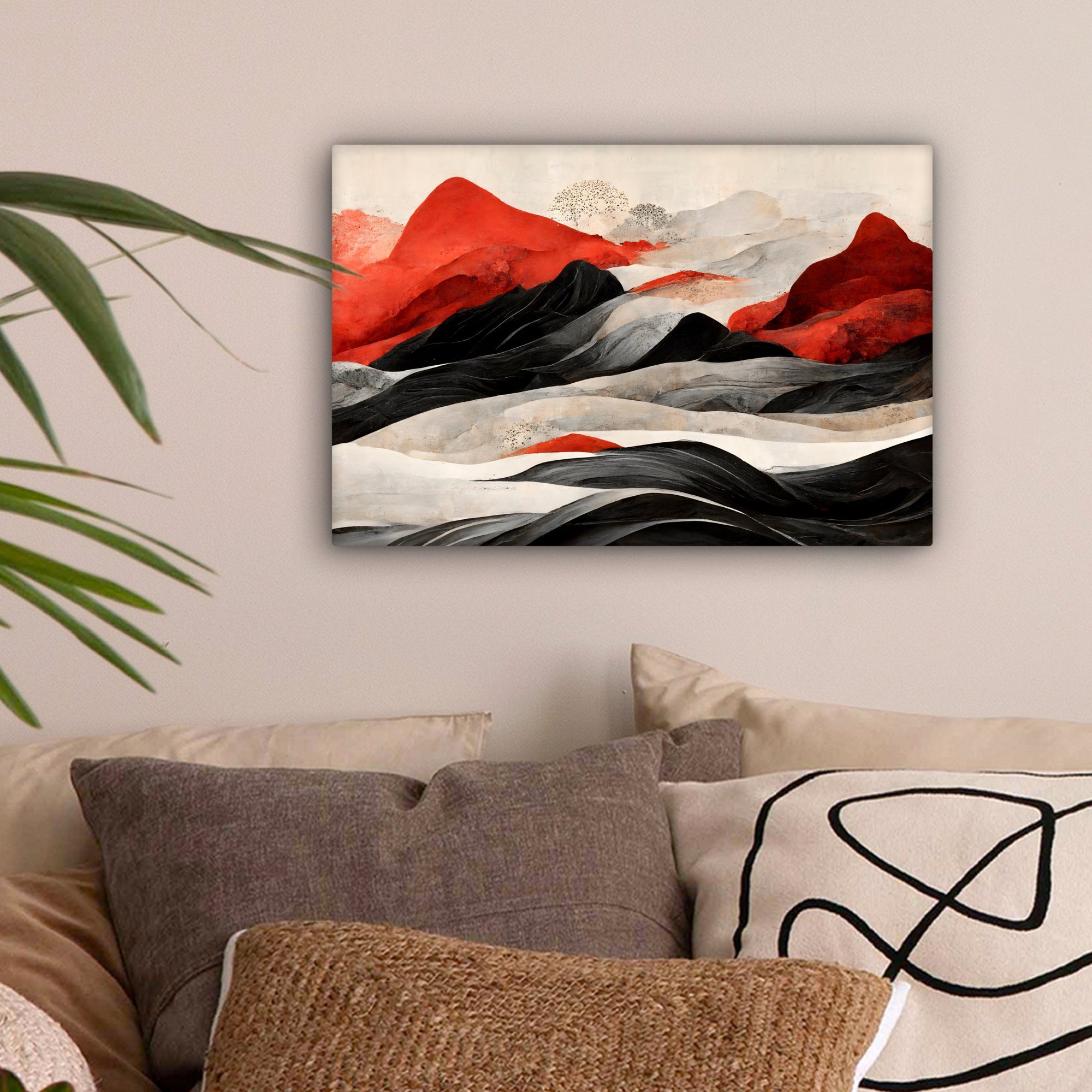 OneMillionCanvasses® Leinwandbild Kunst - Berge - Rot - Weiß - Schwarz, Fot günstig online kaufen