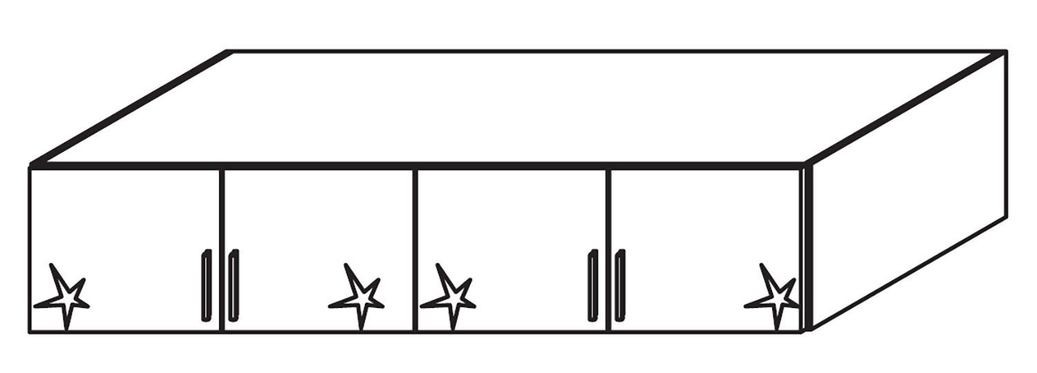 Alpinweiß CELLE, Weiß 4 54 x B Türen 181 Schrankaufsatz matt, cm, Hochglanz, rauch mit T