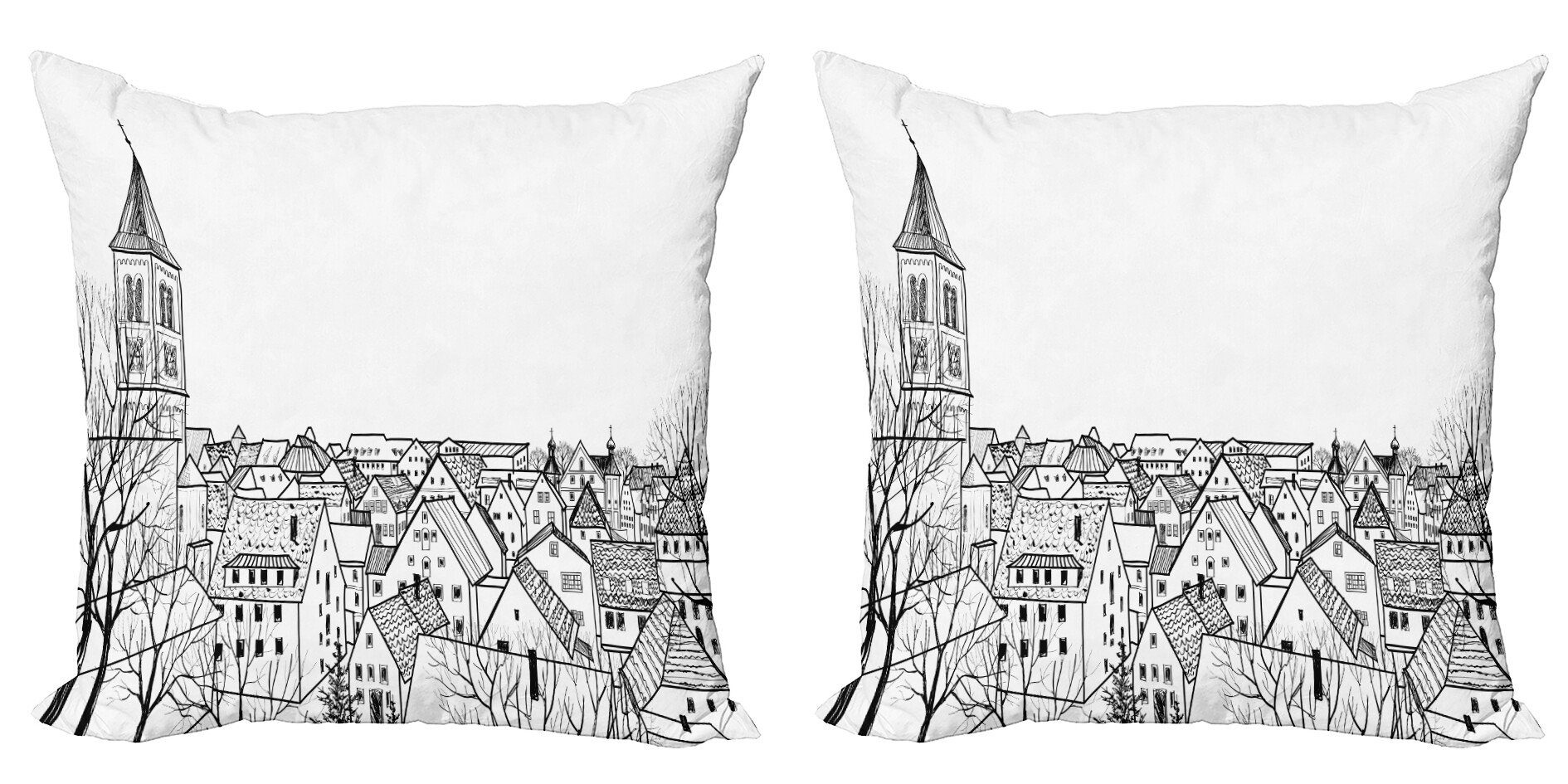 Ansicht (2 Sketch Modern Kissenbezüge Digitaldruck, Weiß Accent Abakuhaus Stück), Stil Doppelseitiger