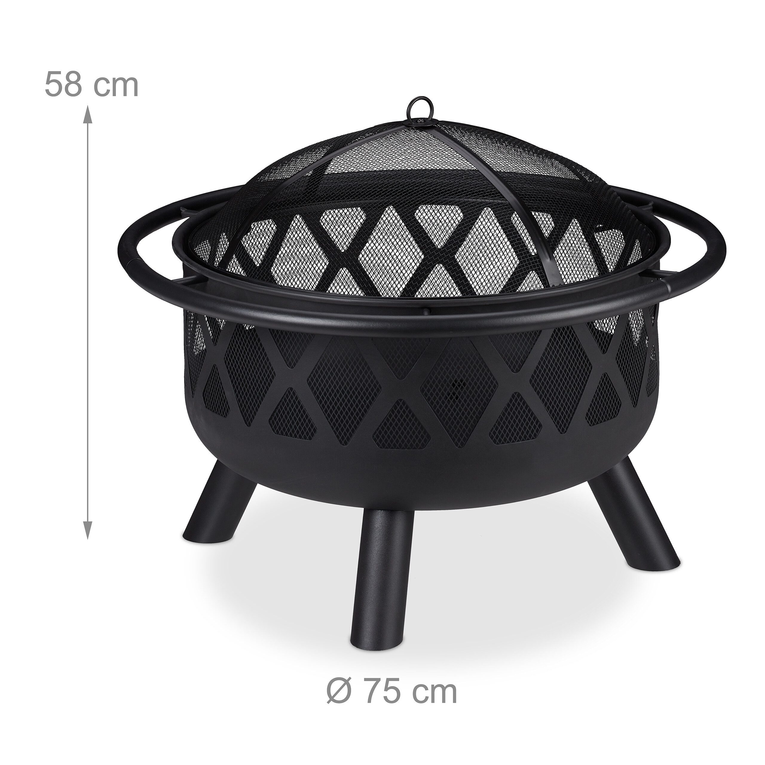 relaxdays Feuerschale mit Funkenschutz