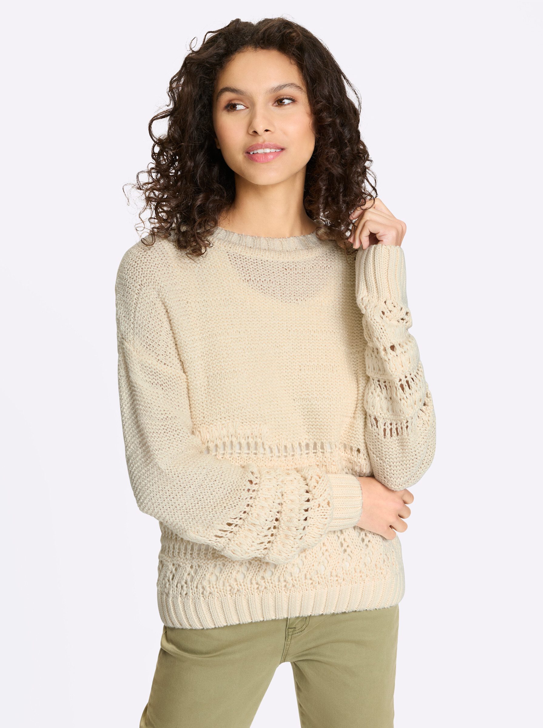 heine Strickpullover Pullover Langarm Ajourstrick