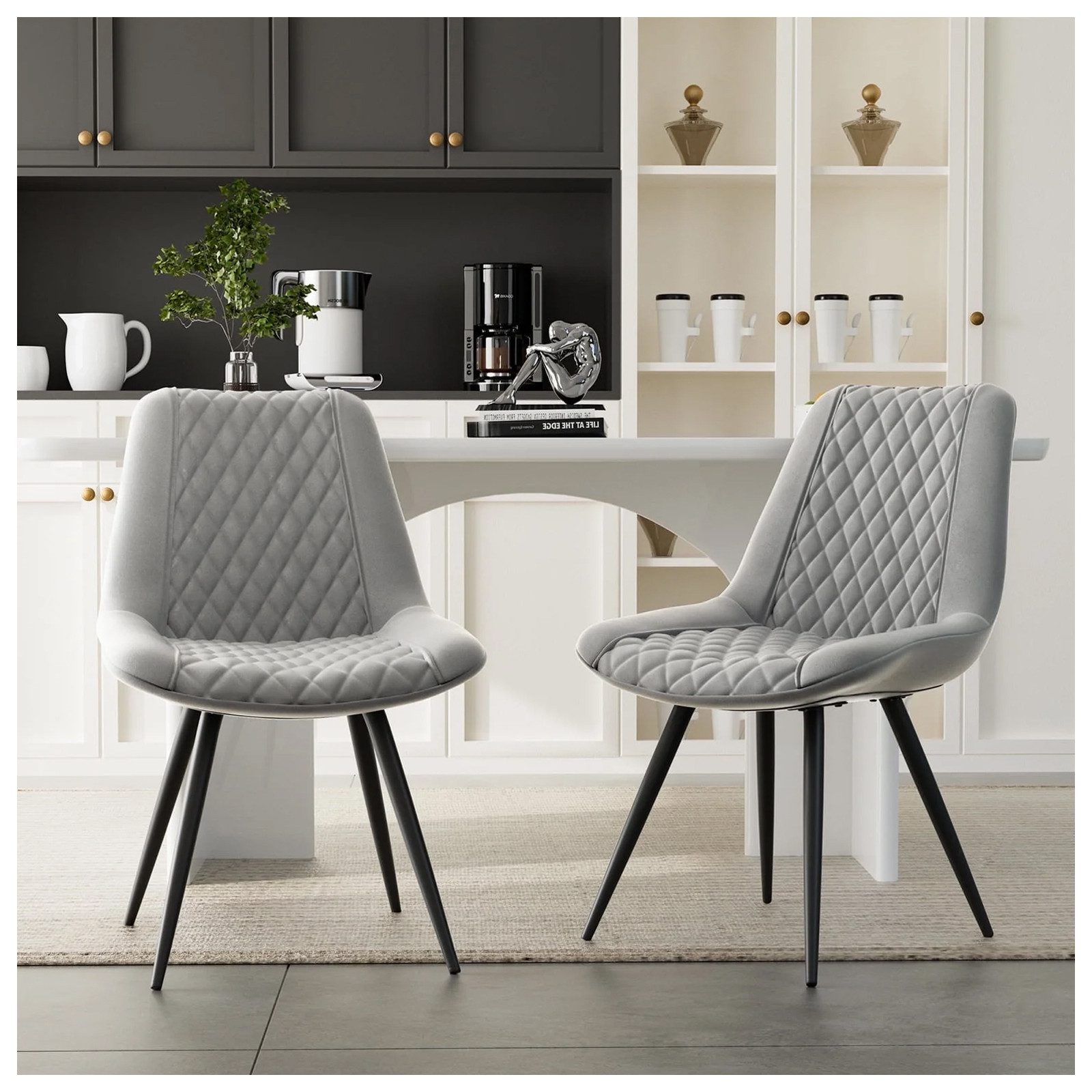 HTI-Living Esszimmerstuhl Esszimmerstuhl Astrid 2er-Set Kunstleder Grau (Se günstig online kaufen