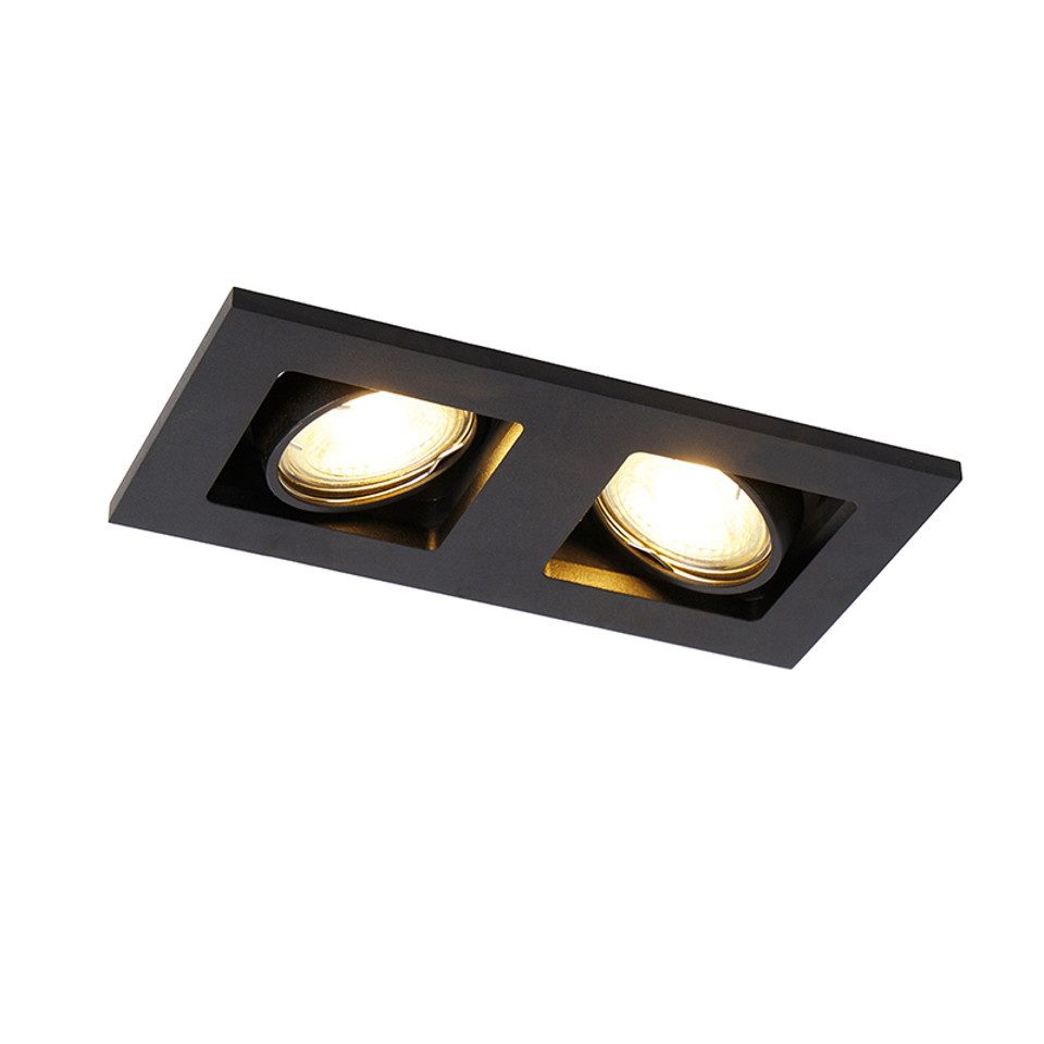 Qazqa LED Einbaustrahler Qure, ohne Leuchtmittel, Warmweiß, QAZQA Downlight, gu10, Schwarz, Aluminium, Modern