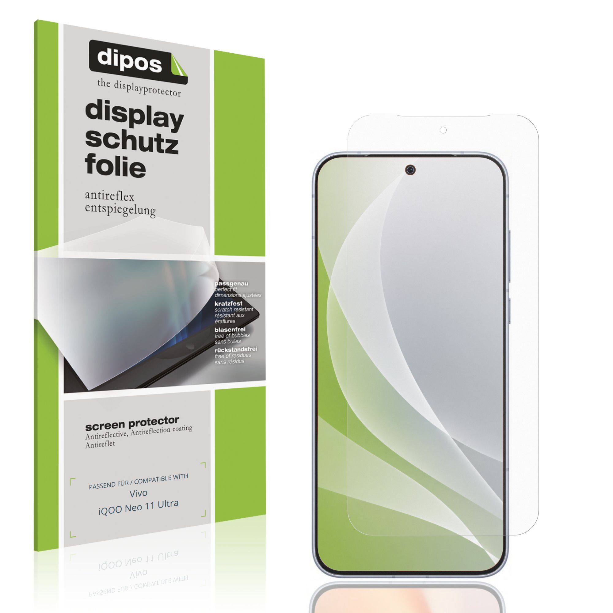 dipos Displayschutzfolie Schutzfolie für Vivo iQOO Neo 11 Ultra, 4 Stück, Displayschutz Schutz Folie Made in Germany