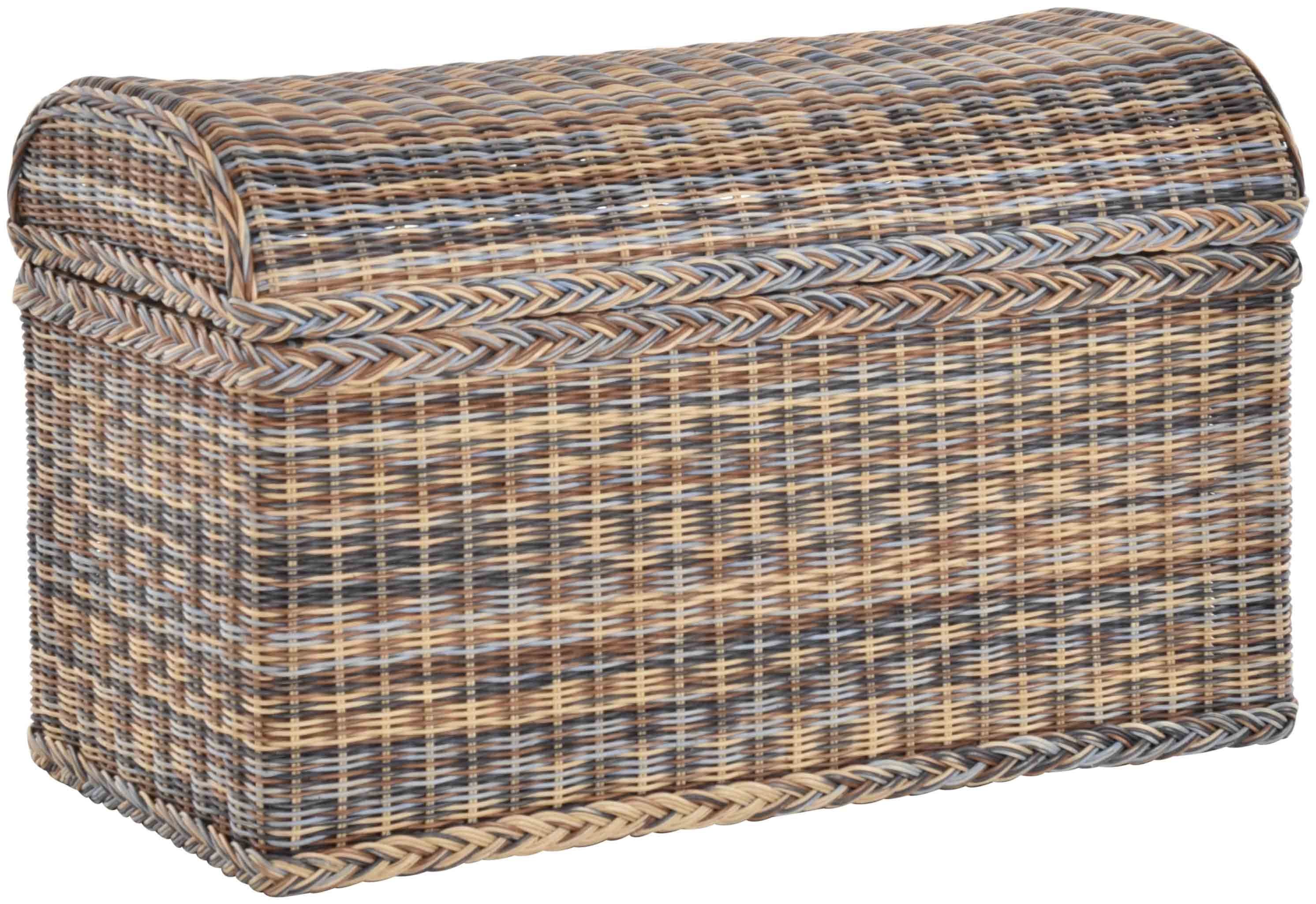 Krines Home Wäschetruhe Truhe / Wäschetruhe aus Rattan mit rundem Deckel