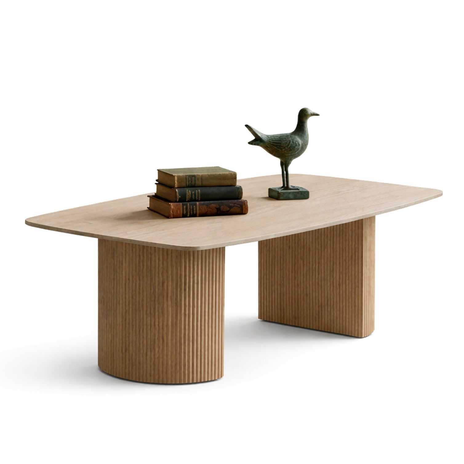 HOOZ Wohnzimmertisch Couchtisch Set 130x70cm Traventin-Optik – moderner Sofatisch, Keramik (Einzelprodukt, 1-St., 1× Couchtisch), Keramik-Tischplatte, Travertin-Optik (marmoriert), pflegeleicht