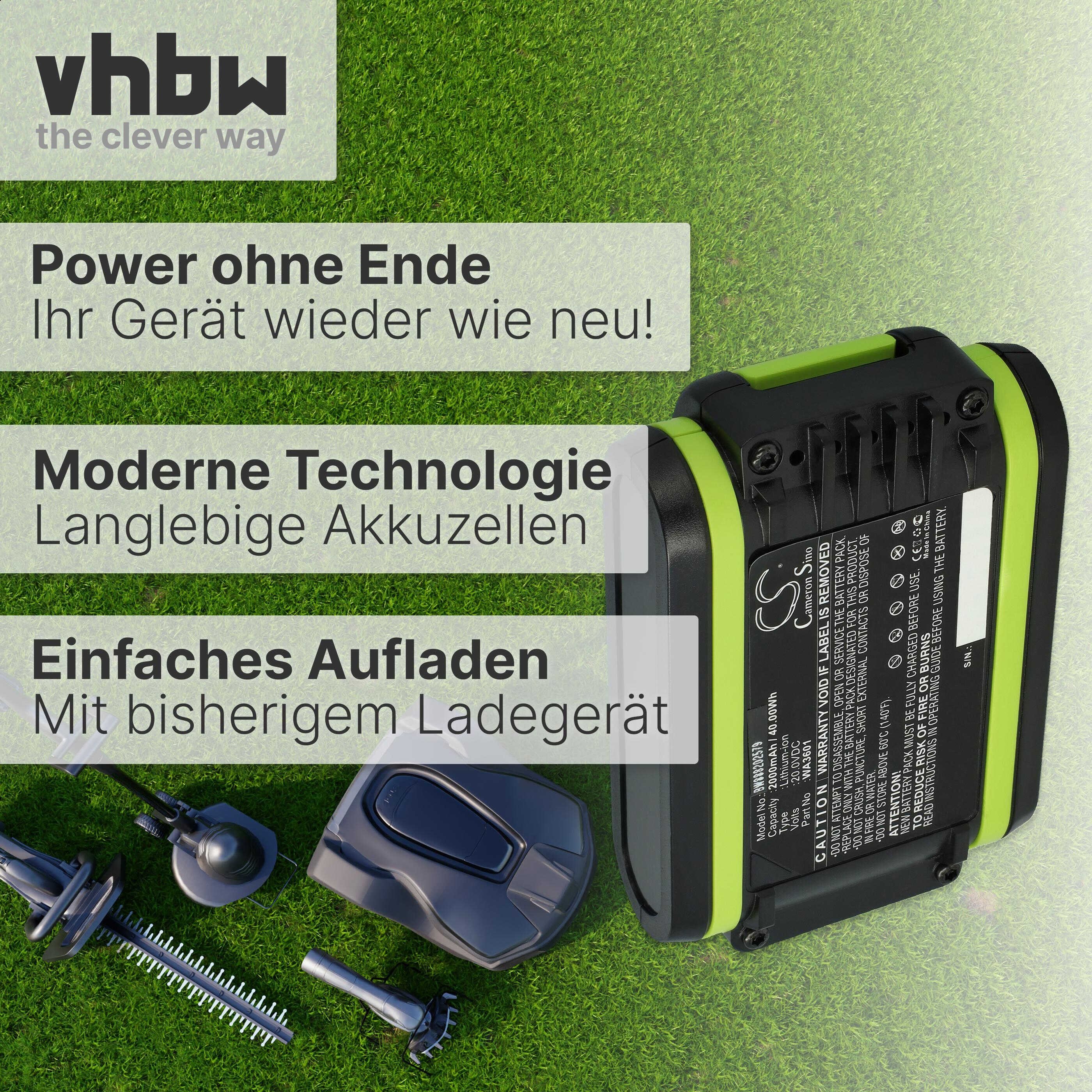 vhbw Akku Ersatz für Worx WA3601 für Akkuschrauber (2 Ah, 20 V, Li-Ion) Akku Akku Li-Ion 2000 mAh (20 V), Leistungsfähiger Austausch-Akku für, Wiederaufladbar, Jede
