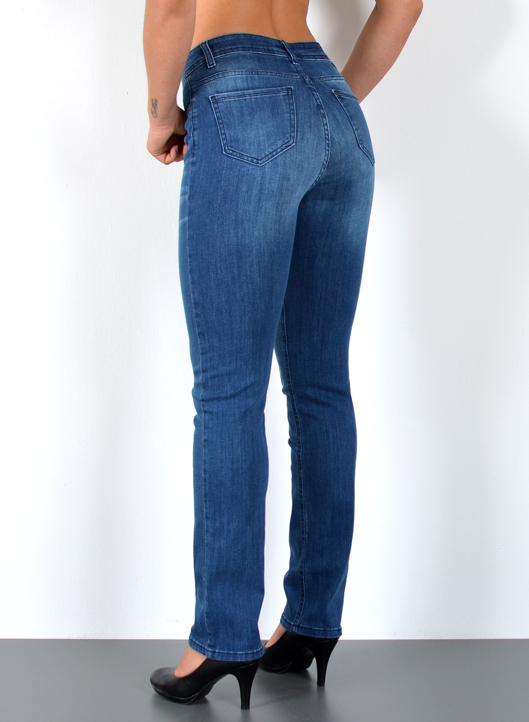 ESRA Straight-Jeans Premium High Waist Jeans Damen Straight Leg Hosen Stretch-Jeans G8 Straight Leg Damen Jeans High Waist Hose Stretch Regular Jeanshose