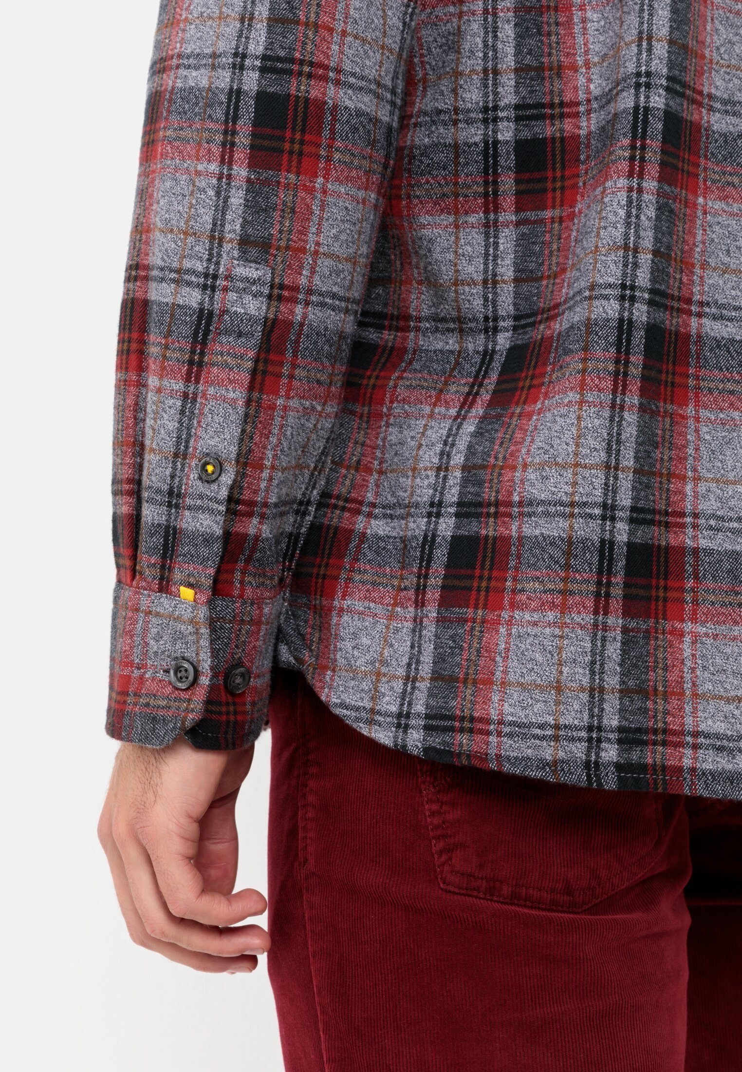 camel active Karohemd aus reiner Baumwolle Langarm Kentkragen Kentkragen