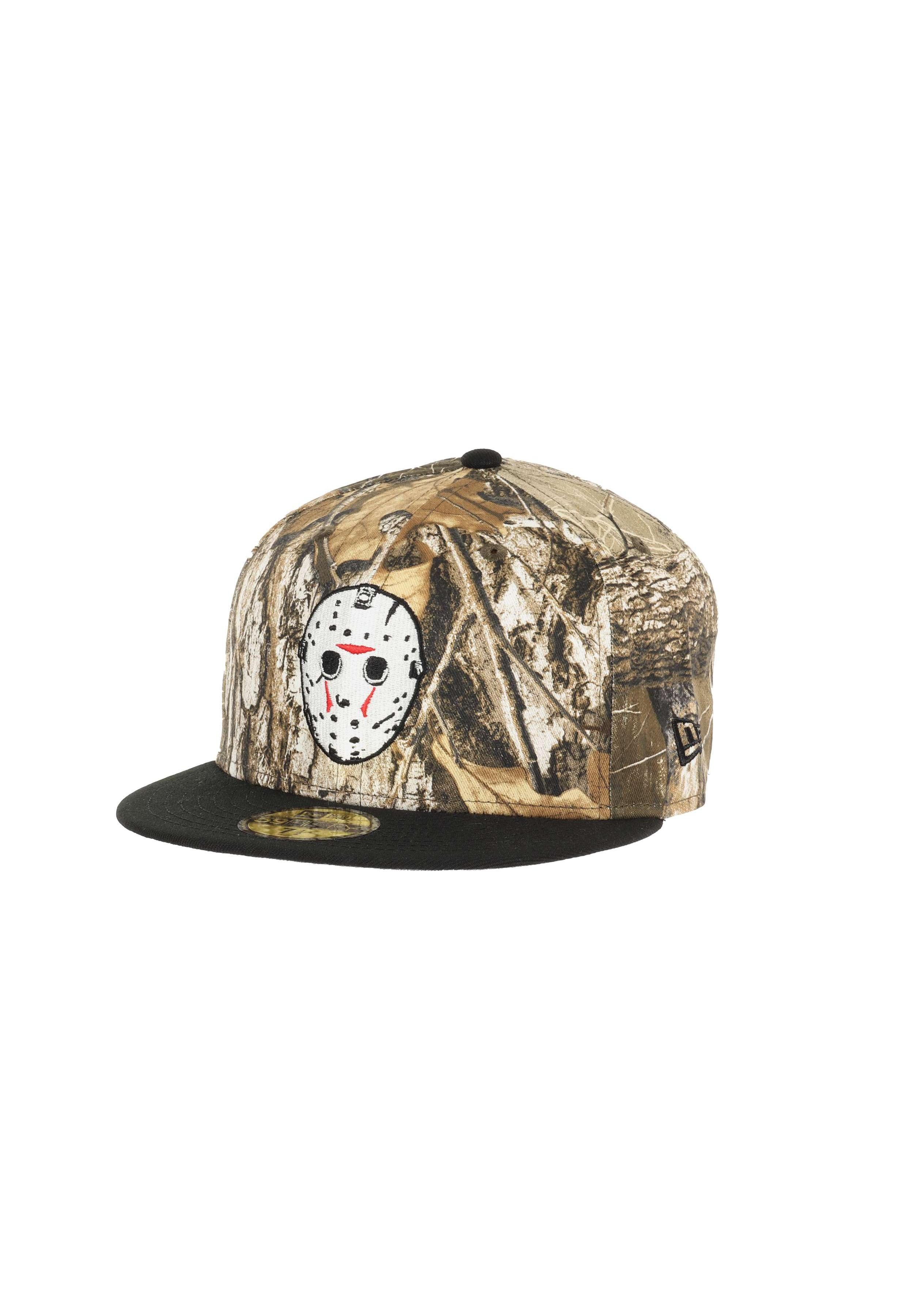 New Era Flat Cap Freitag der 13. Jason Maske Real Tree Camouflage Schwarz 59Fifty Basec (1-St)