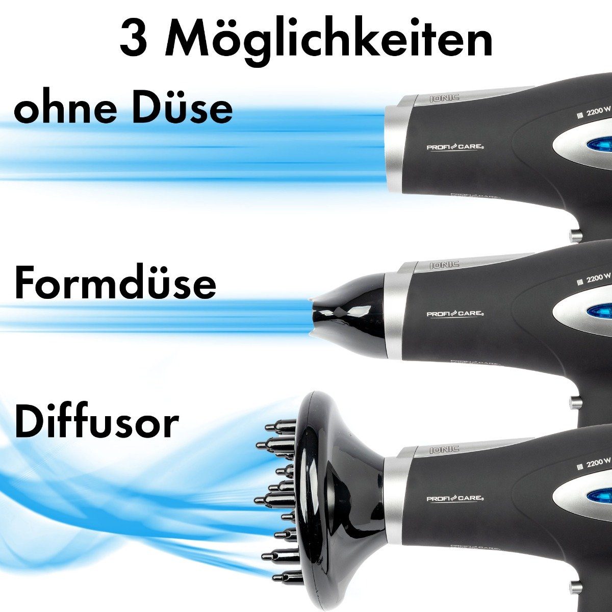 ProfiCare Haartrockner PC-HTD 3113, Haartrockner mit Ionisierungsfunktion