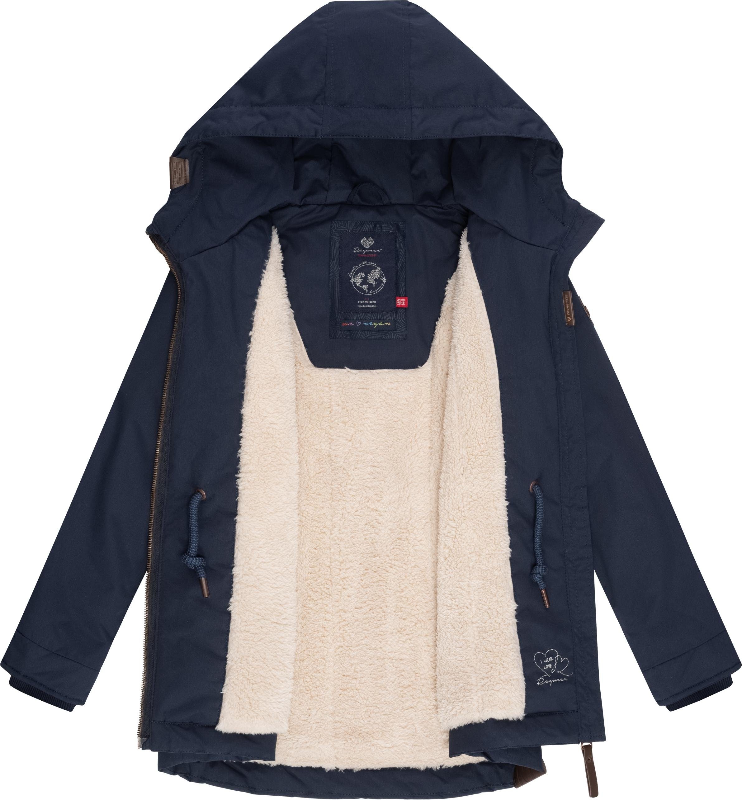 Jacke mit flauschig marine Layra Ragwear Teddyfell-Innenfutter Winterjacke warmem