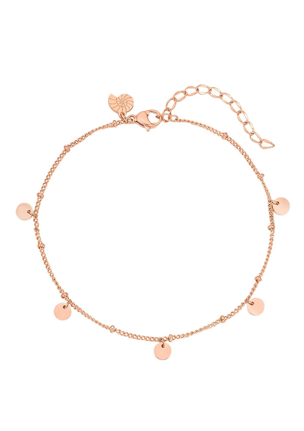 Hey Happiness Fußkette mit Anhänger Plättchen rund, Damen Fußkettchen 18K R günstig online kaufen
