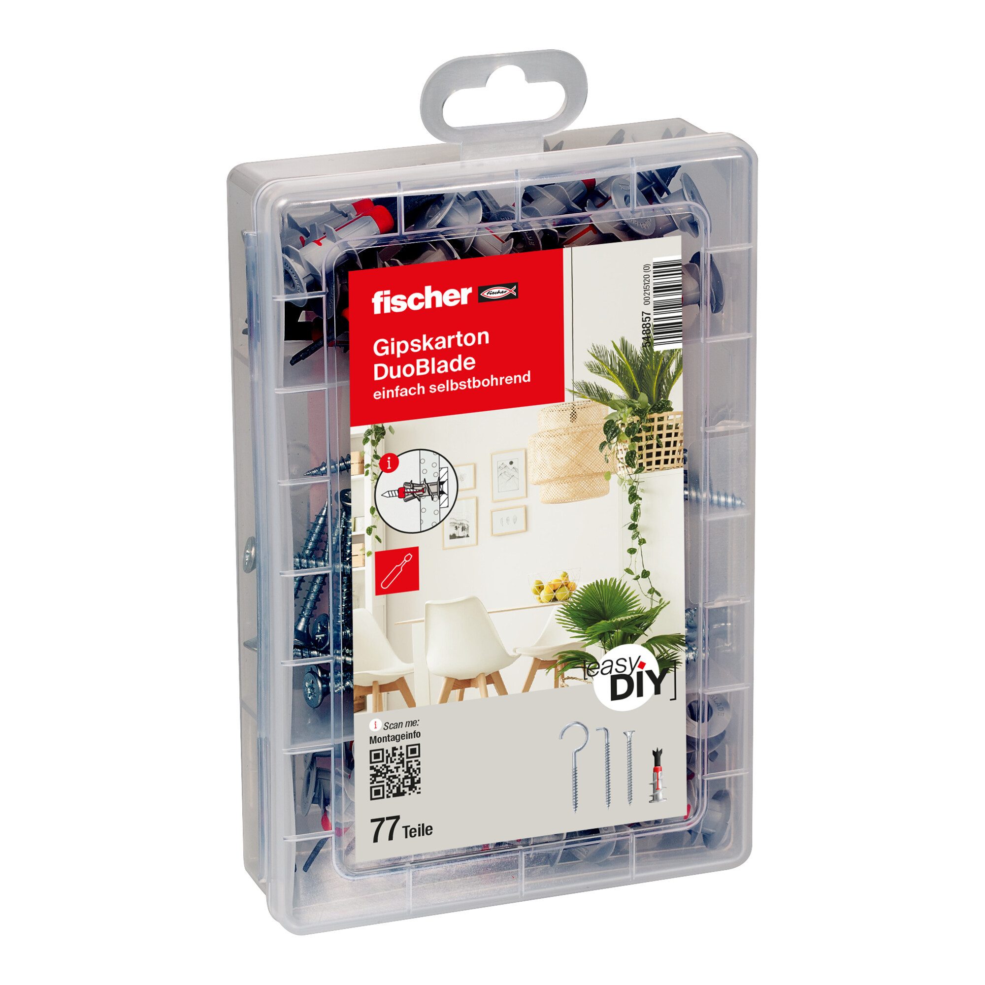 fischer Schrauben- und Dübel-Set fischer Gipskarton DuoBlade easyDIY Box + Schraube (77 Teile)