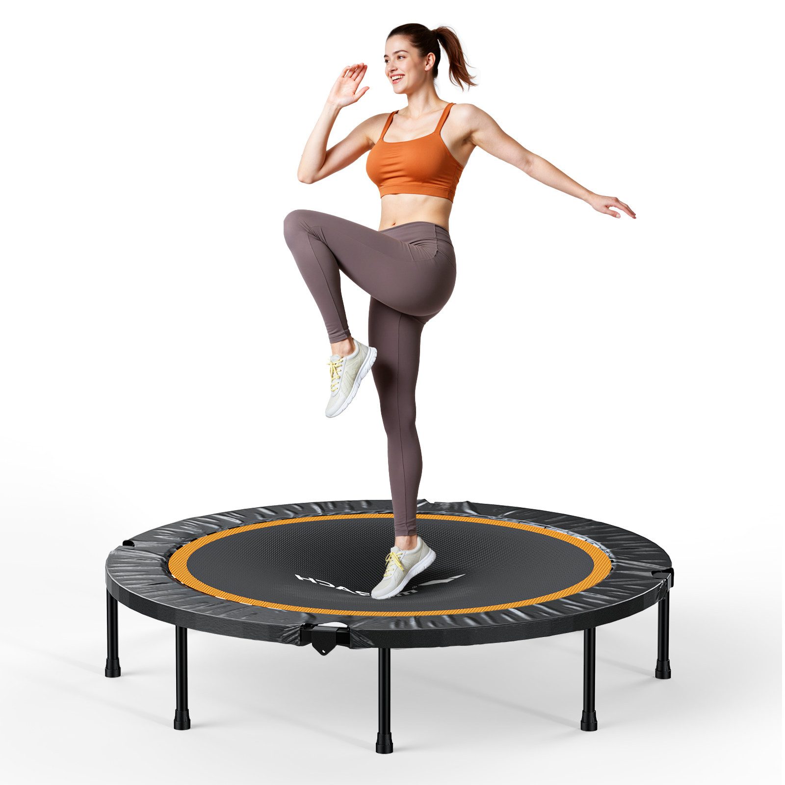 MERACH Fitnesstrampolin Fitness Trampolin, klappbar, leise und robuste, Trampoline bis 150 kg, Ø 120 cm, (1 tlg), Bungee-Rebounder trampolin für Erwachsene, Kinder, Indoor/Outdoor