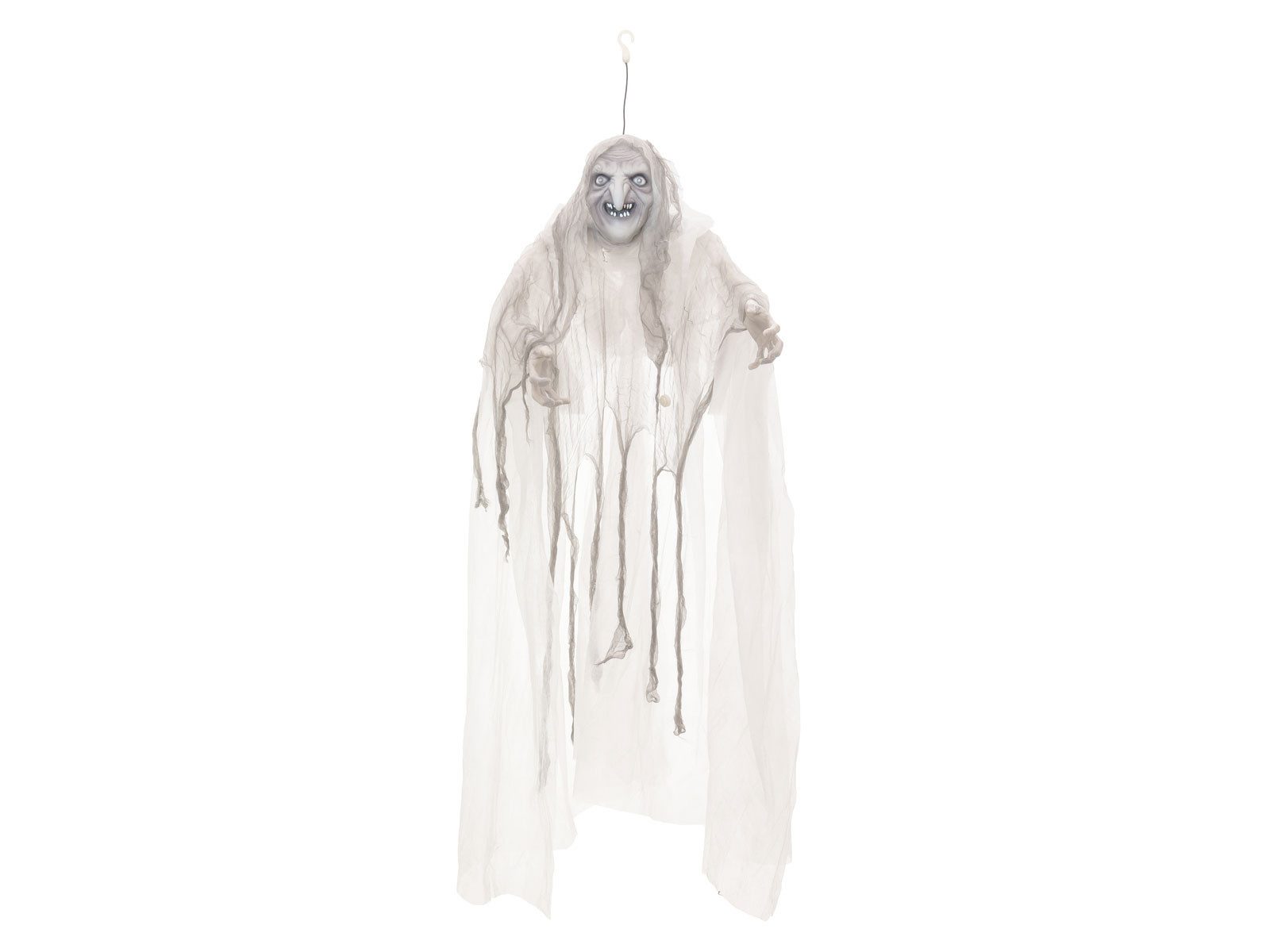 EUROPALMS Dekofigur Weiße Hexe, bewegt mit Licht und Geräuschen Halloween Figur