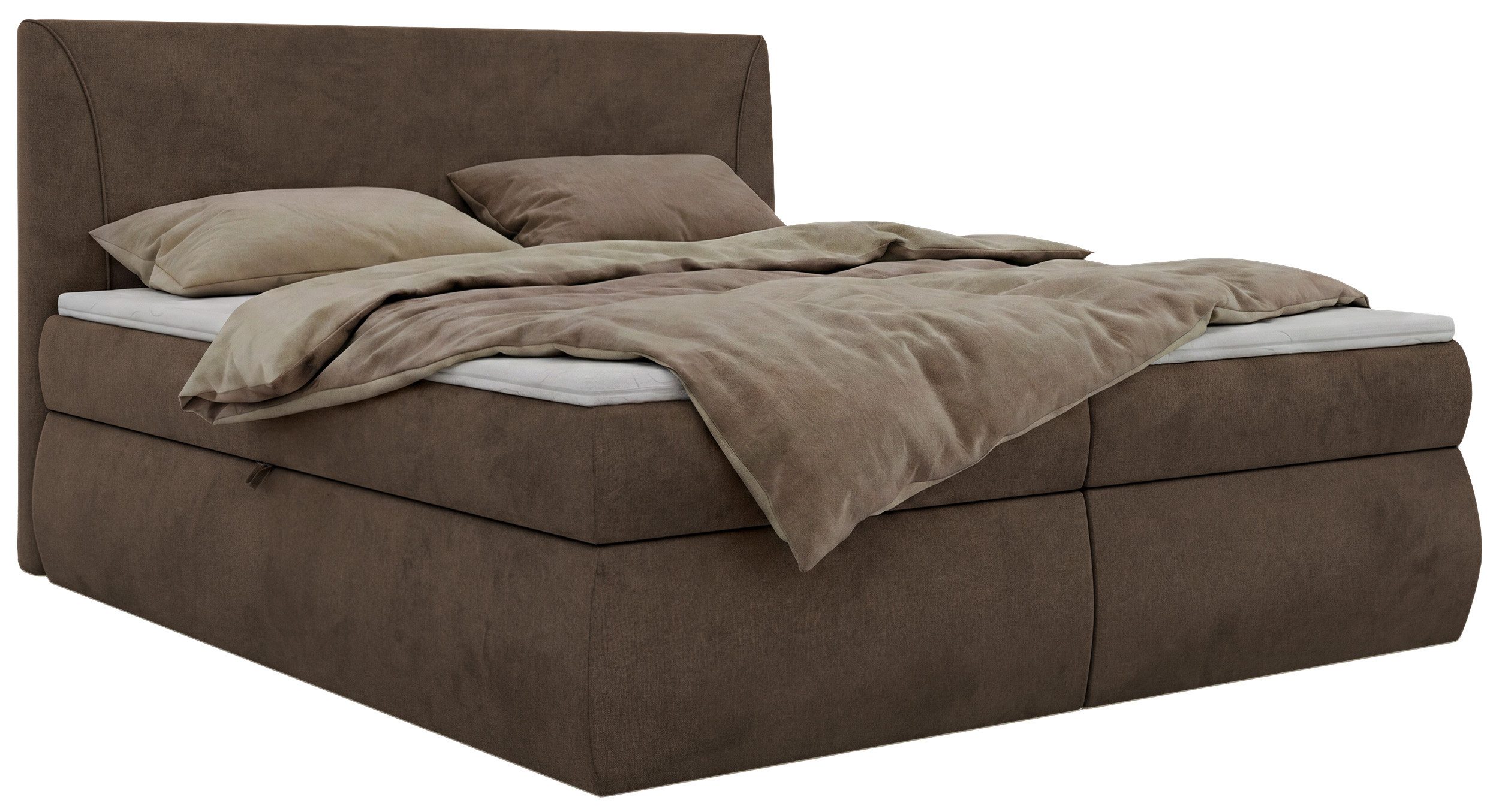MKS MÖBEL Boxspringbett TARENZA (Set, Doppelbett, Gepolstertes Kopfteil, Schaum Topper), inkl. Bettkasten und Topper, Bonell-Federn