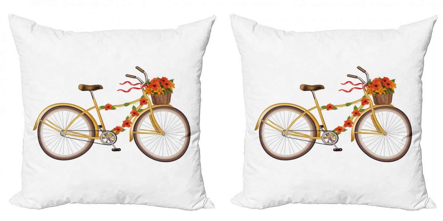 Kissenbezüge Modern Accent Doppelseitiger Digitaldruck, Abakuhaus (2 Stück), Bike-Party Herbst Blumen-Fahrrad