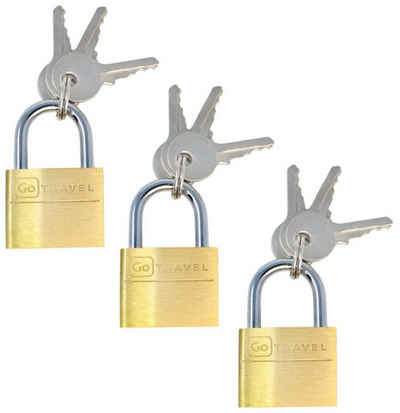 Go Travel Vorhängeschloss secure lock, (Spar-Set, 3-tlg), Kofferschlösser, Messing, 3-Stück