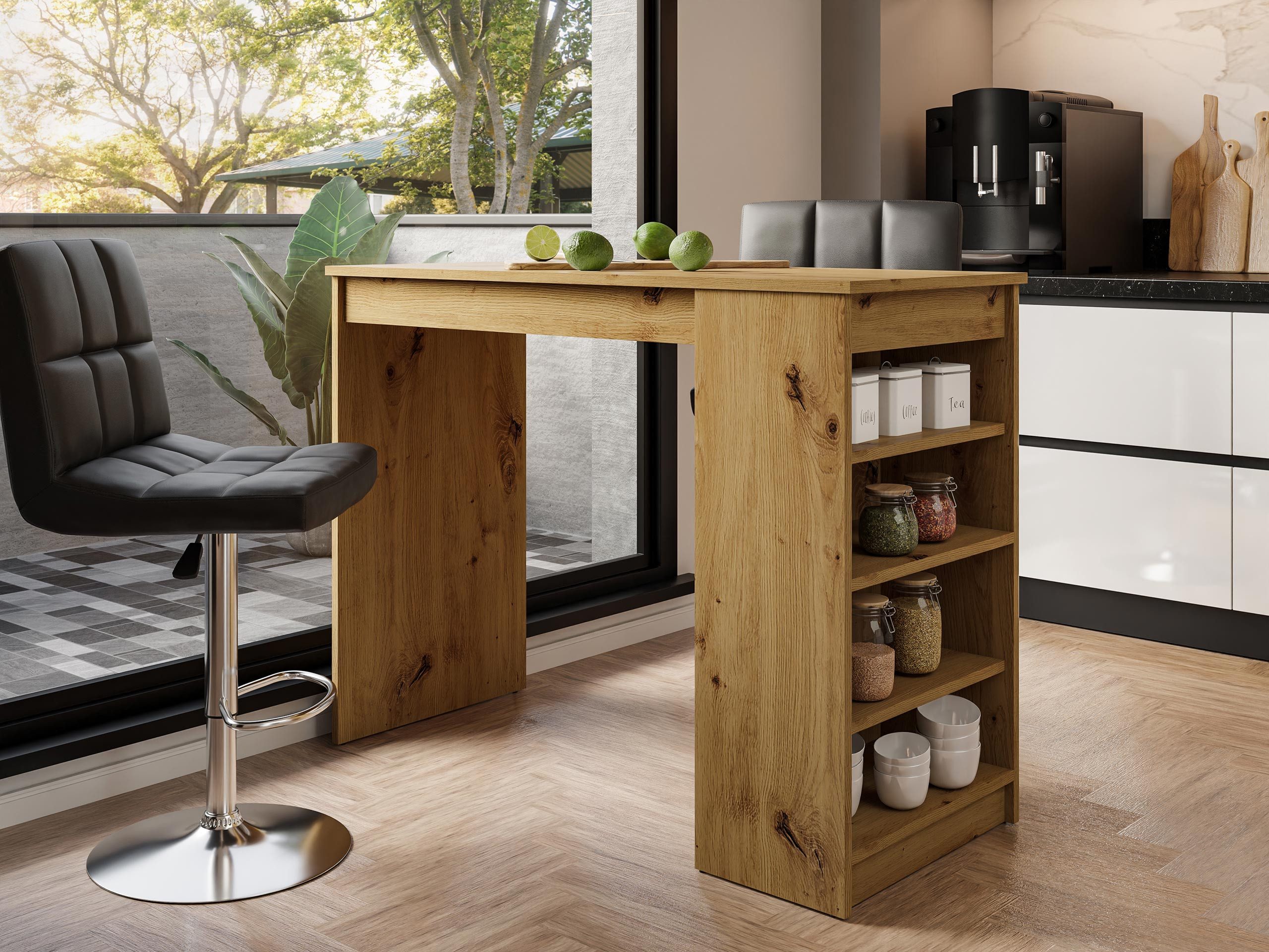 MIRJAN24 Bartisch Zotino (mit Regale), 115x50x102 günstig online kaufen