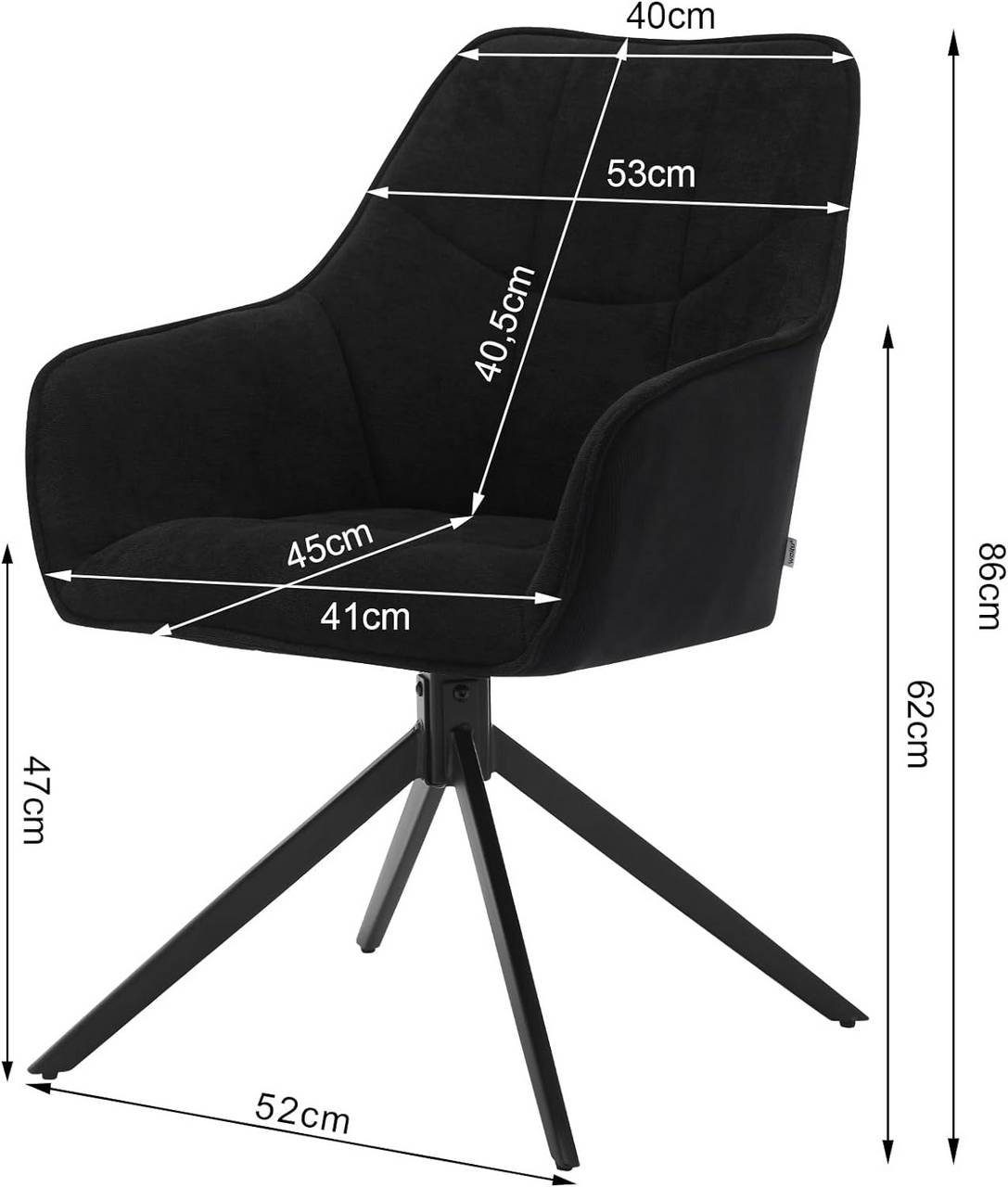 Woltu Polsterstuhl (4 St), Esszimmerstuhl drehbar, gepolsterter, Metallbeine