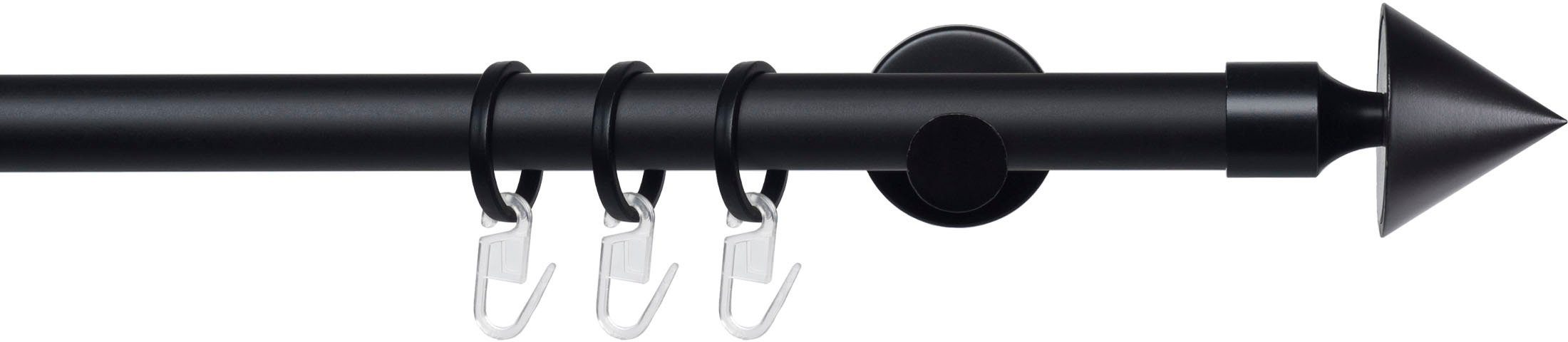 Liedeco Gardinenstange Stilgarnitur 20 mm Blues Kegel, Ø 2 mm, 1-läufig, Fixmaß, verschraubt, Eisen, Gardinenstange Komplett