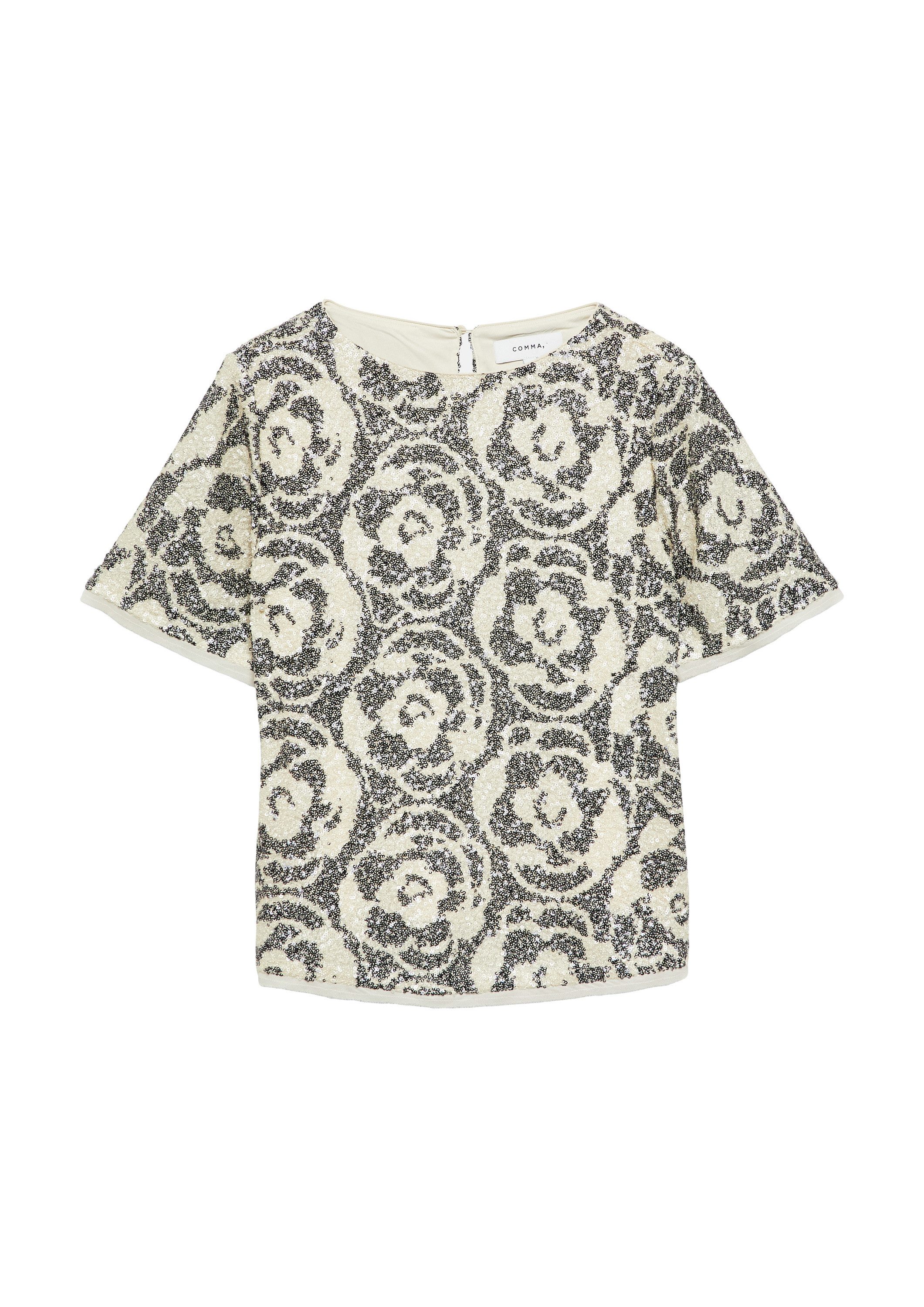 comma Kurzarmbluse Bluse Paillettenshirt im Relaxed Fit günstig online kaufen