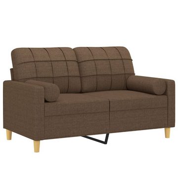 vidaXL Sofa 2-Sitzer-Sofa mit Zierkissen Braun 120 cm Stoff