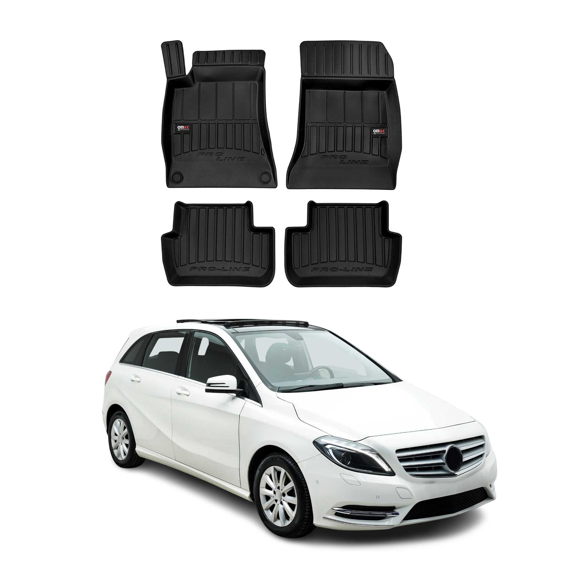 OMAC Auto-Fußmatten 2011-2018 Mercedes B Klasse W242 W246 Fußmatten TPE Schwarz 4 tlg (4 St), für Mercedes B Klasse W242 W246 2011-2018 Mercedes B Klasse W242 W246 2011-2018, Antirutsch,Wasserfest,Einfache Installation