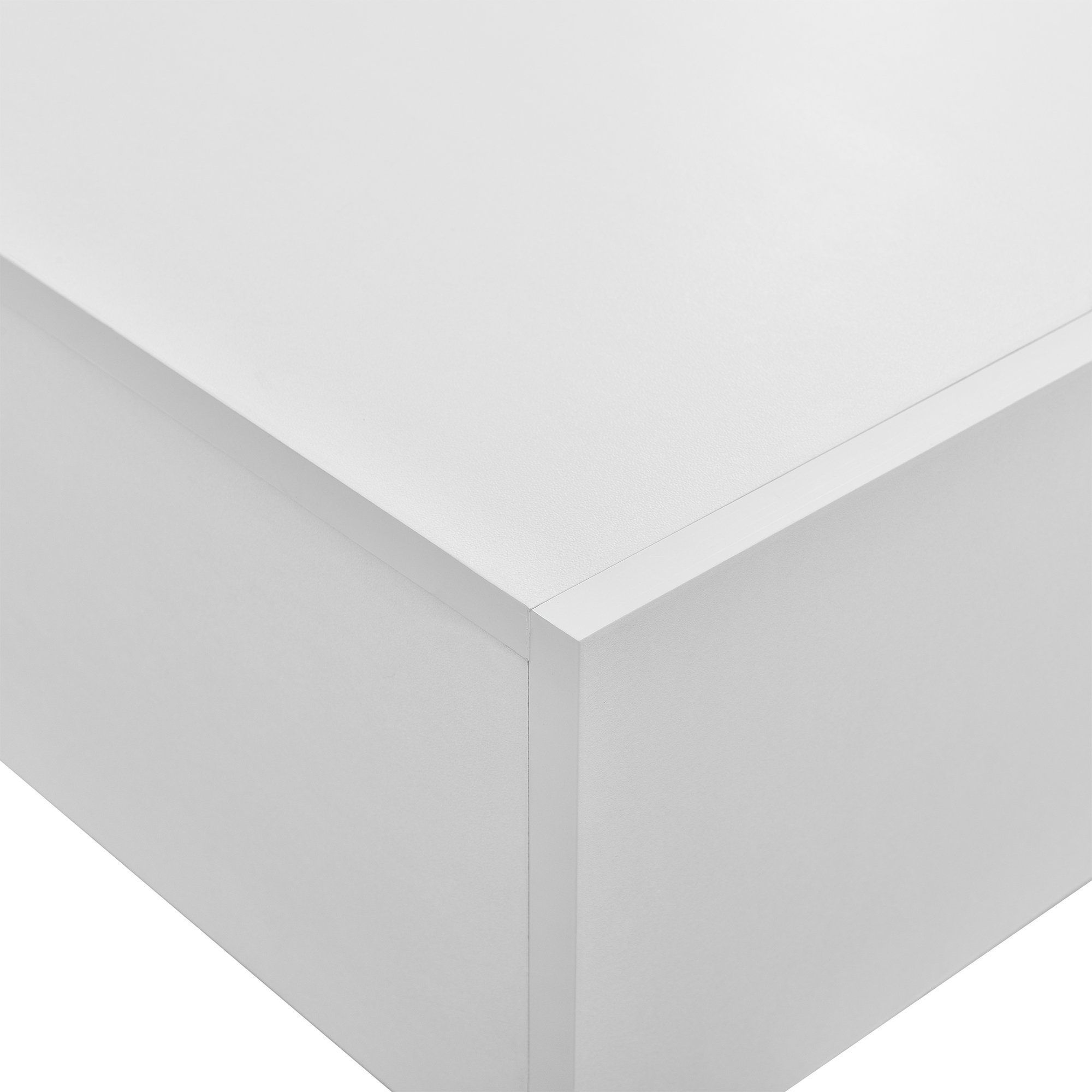 »Elverum« matt Wandregal, mit Nachttisch weiß Schublade Weiß, matt en.casa