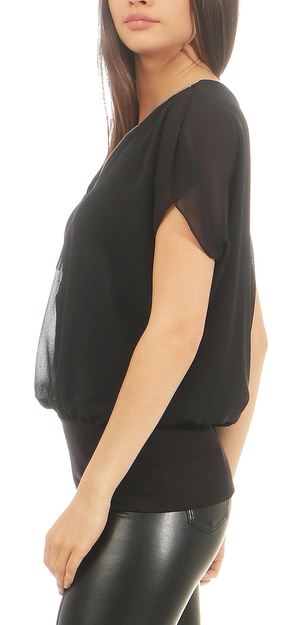 malito more than fashion Chiffonbluse malito Damen kurzarm Bluse im Flederm günstig online kaufen