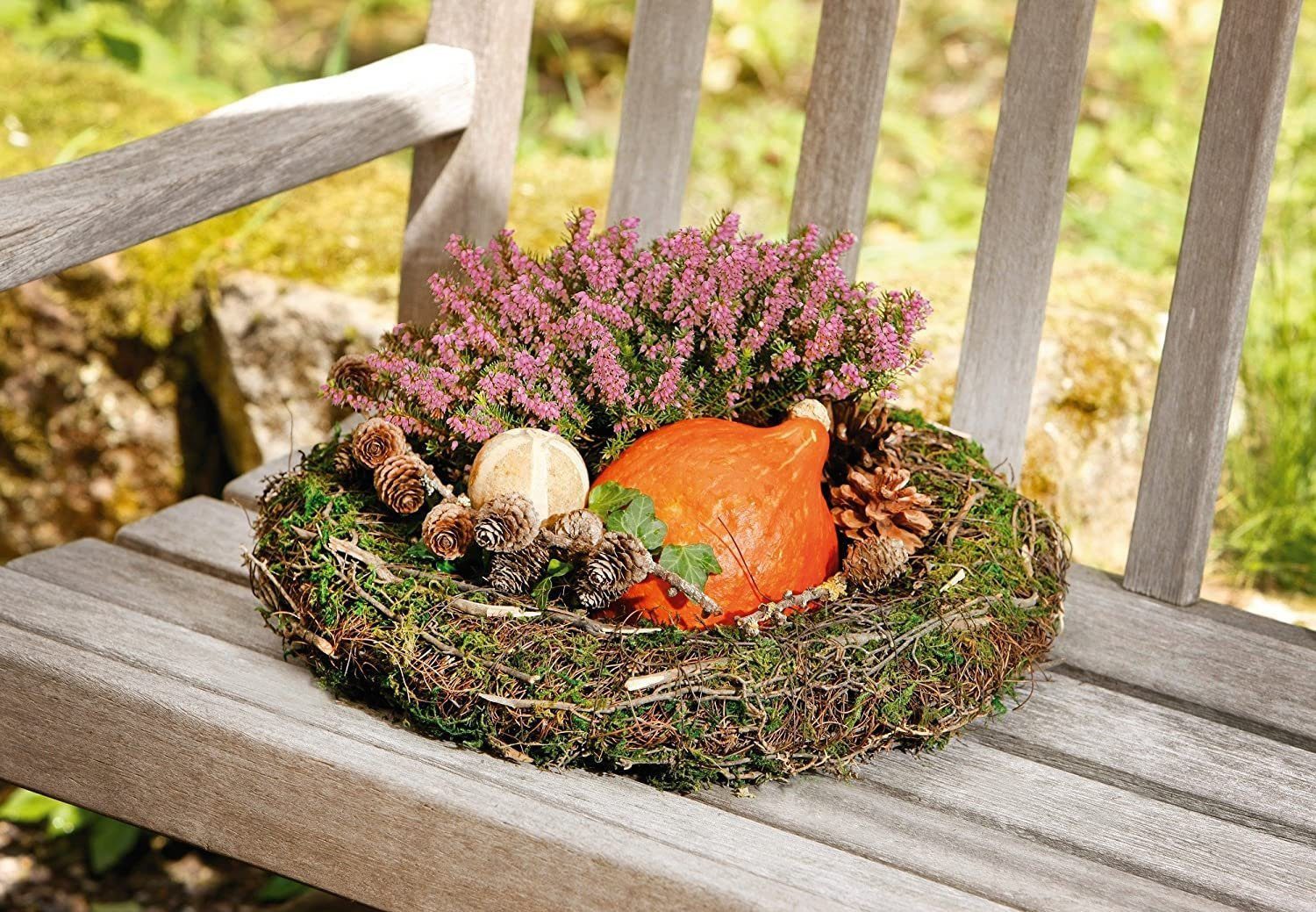 Dekoleidenschaft Dekokranz "Moos" aus Reisig Ø 40 cm, Naturkranz Reisigkranz Deko Kranz Wandkranz, braun / grün, Deko Kranz aus Naturmaterialien, Outdoor Türkra – Bild 5 von 5