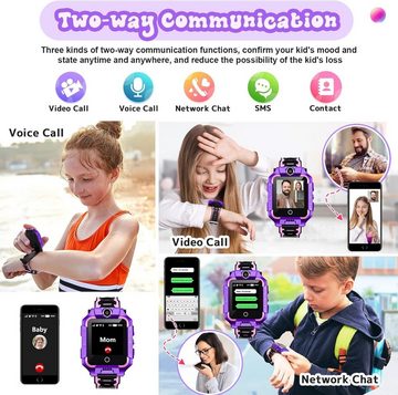 LiveGo Smartwatch (Android, iOS), Smartwatch-Telefon mit 360° Drehbarem,GPS-Tracker,3-12 Jährige Schüler