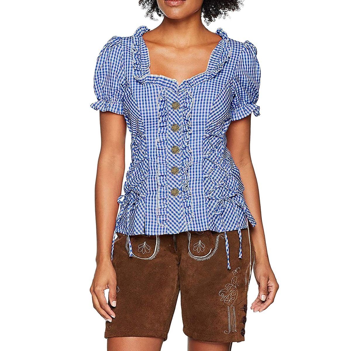 Lipta TDP Kostüm Oktoberfest Bluse Trachtenbluse blau weiß für Erwachsene günstig online kaufen