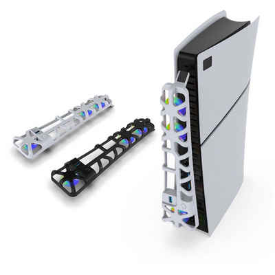 Tadow Gehäuselüfter PS5 Slim-Konsolenkühler mit RGB-Beleuchtung, Kühlung auf der Rückseite, Intelligente Temperaturkontrolle, geräuschlose Wärmeableitung