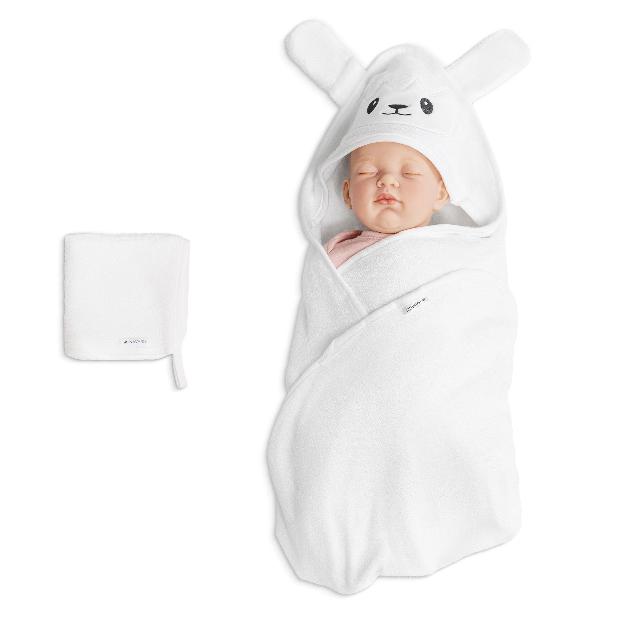 Baby Handtuch mit Kapuze für Neugeborene & Kleinkinder Motiv: Panda Soft Touch Baby Kapuzenhandtuch Unisex weiß schwarz Einheitsgröße 