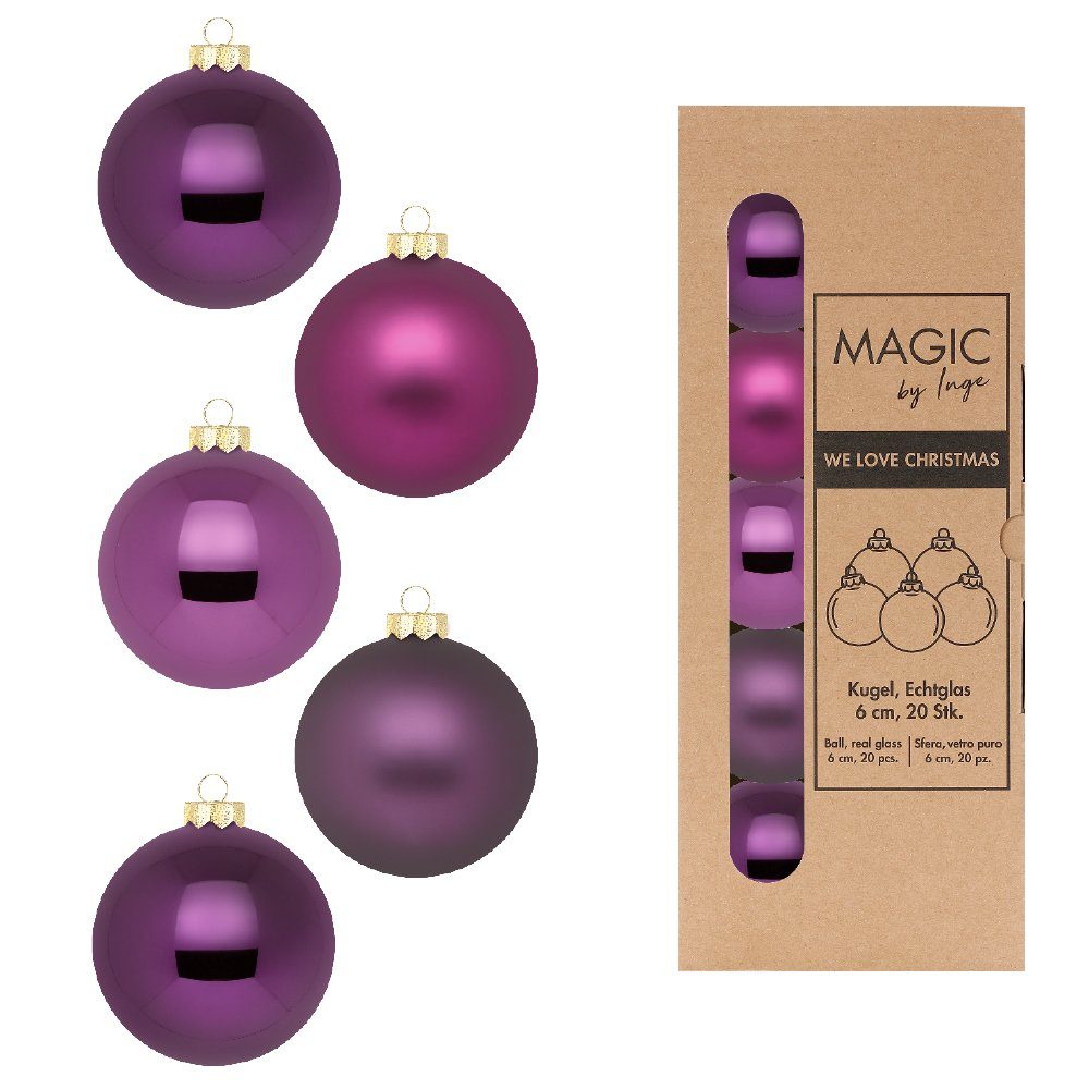 MAGIC by Inge Weihnachtsbaumkugel, Weihnachtskugeln Glas 6cm 20 Stück