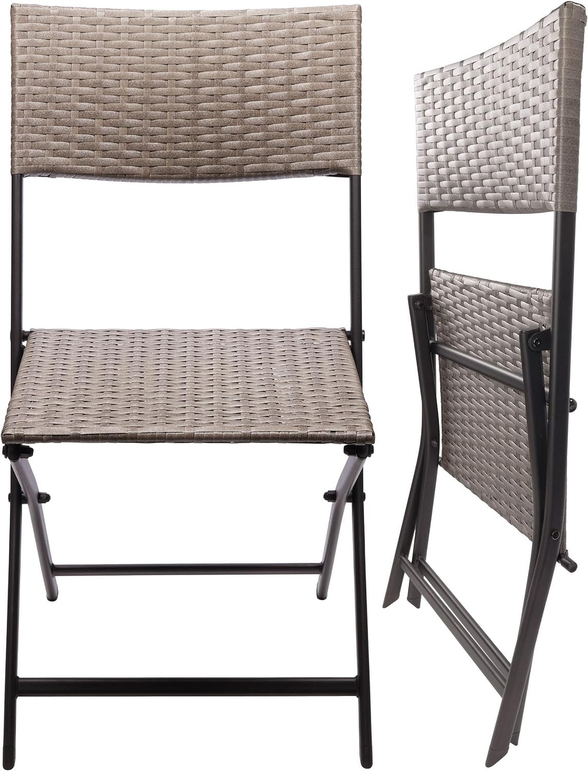 BRUBAKER Campingstuhl Toskana - Polyrattan Klappstuhl wetterfest und robust (Balkonstuhl klappbar, 2 St), Camping Stuhl für Garten Balkon Terrasse - Gartenstuhl – Bild 3 von 5