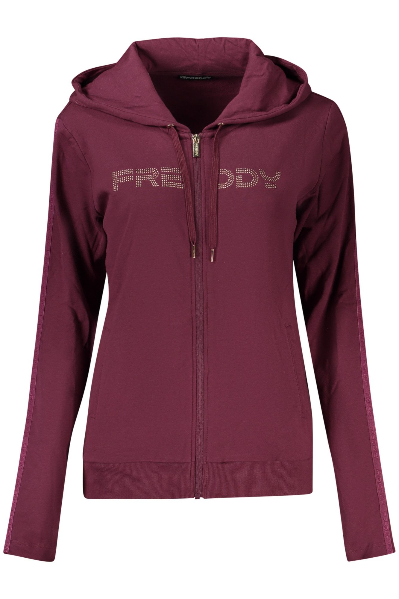 Freddy Sweatshirt Lila Damen-Hoodie mit Strass & Reißverschluss –