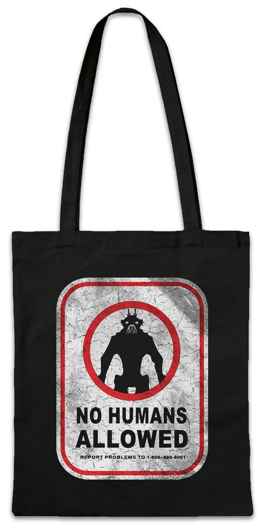 Beuteltasche No Humans Allowed Sign Stofftasche Schild Logo District Alien Aliens