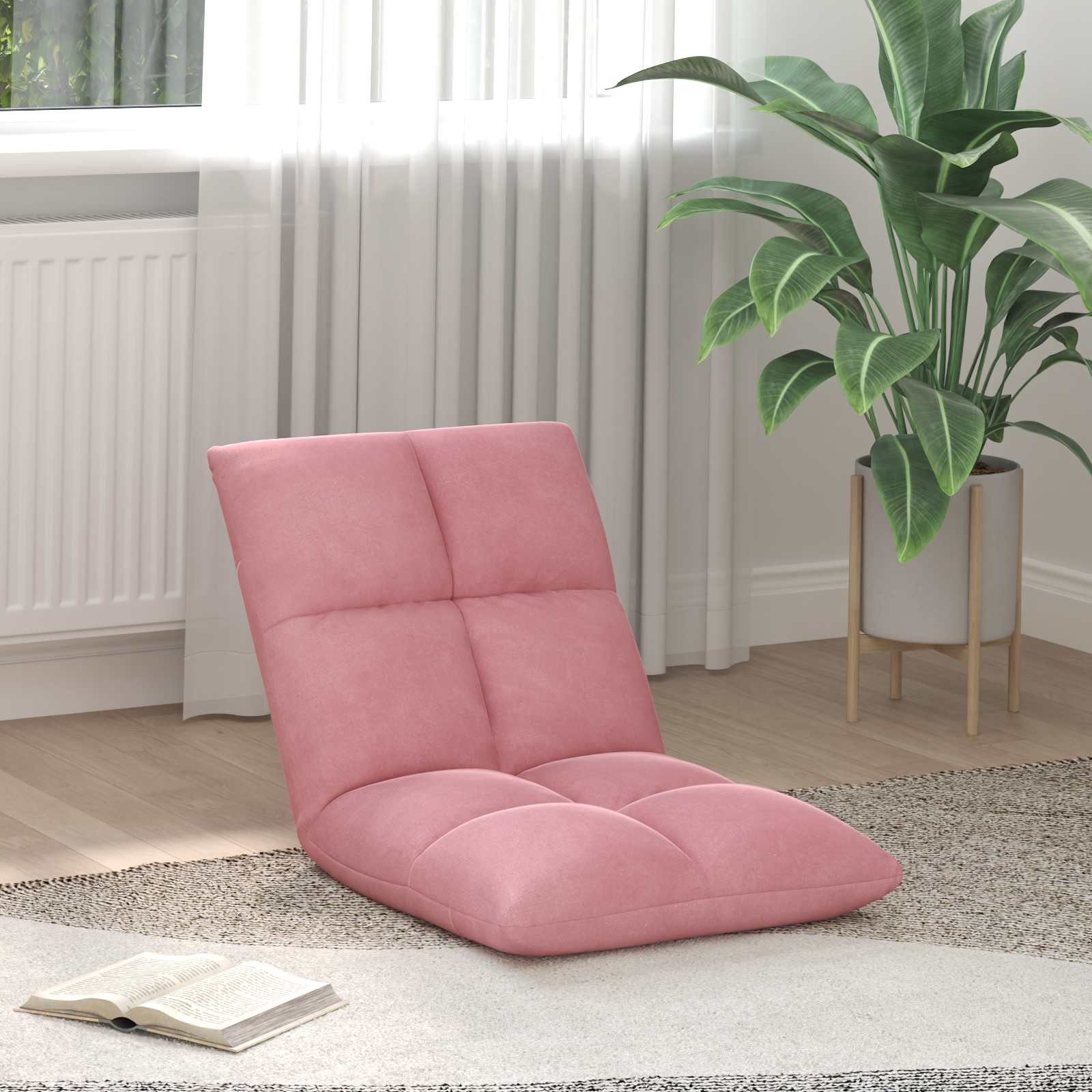 vidaXL Bodenkissen Verstellbarer Fußsessel Rosa Samt
